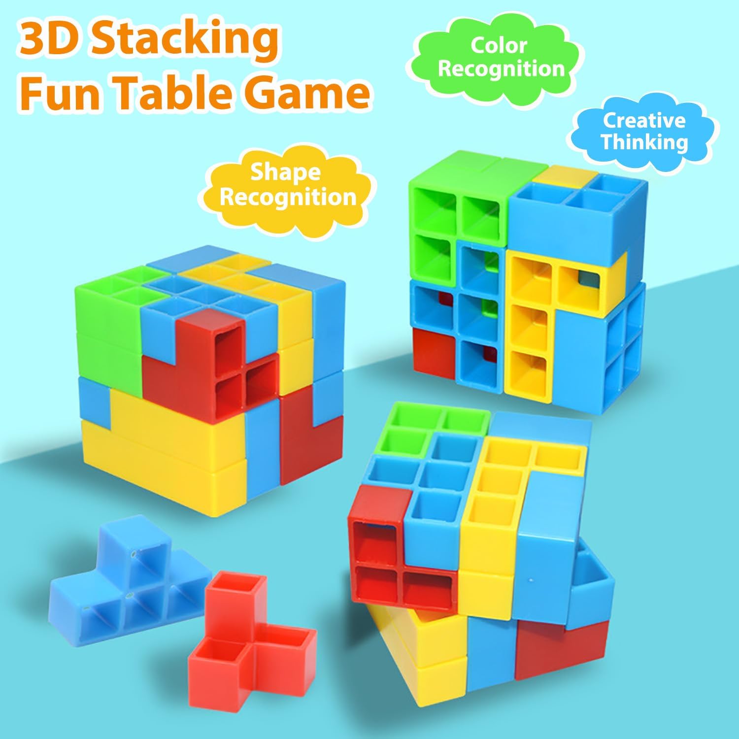 Juego de 48 piezas de rompecabezas de bloques de equilibrio de Tetra Tower, divertidos juegos de fiesta para niños, juegos de mesa Tetra para