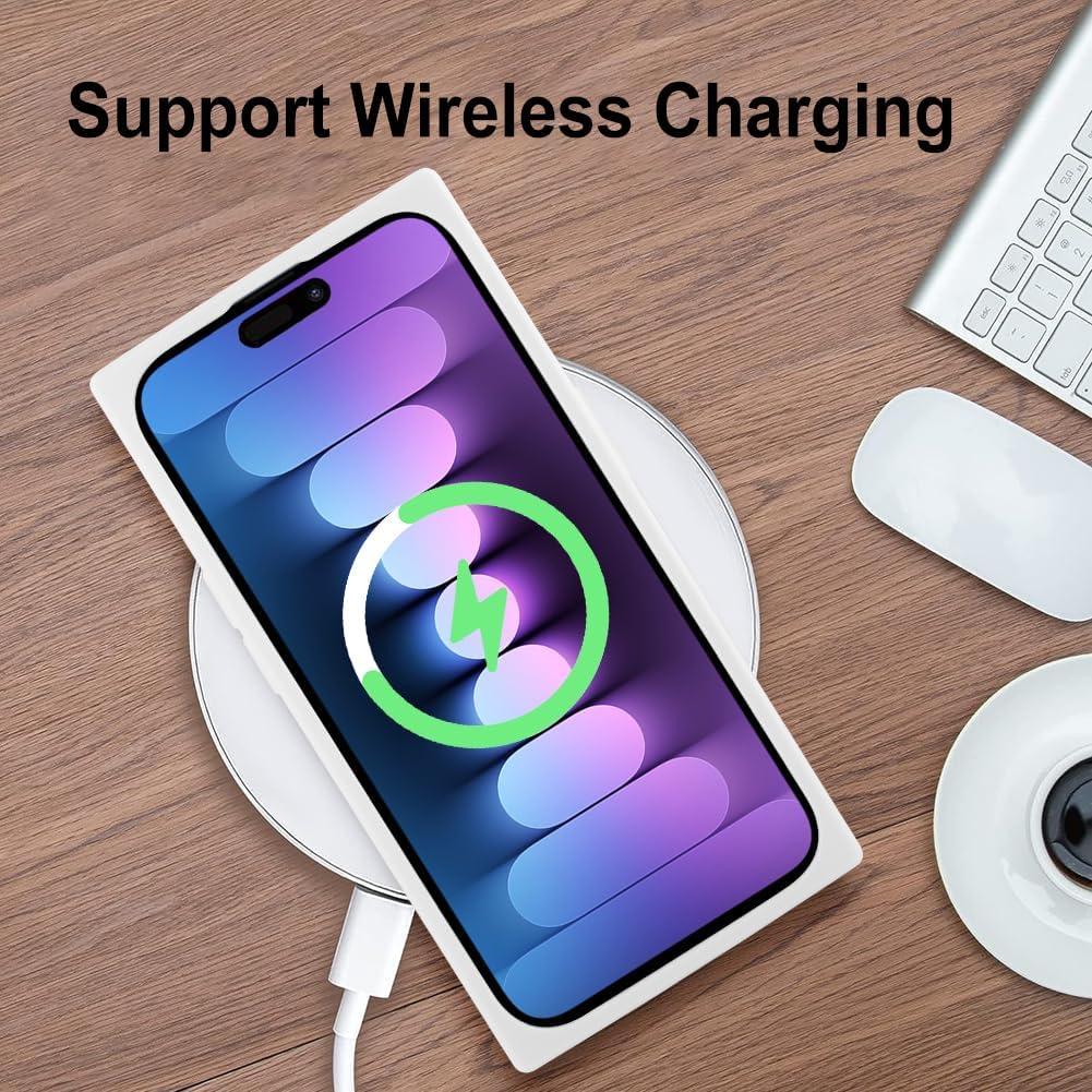 BITOBE Diseñada para iPhone 15 Pro, funda cuadrada linda para mujeres, niñas y hombres, funda protectora suave de TPU inalámbrico de 6.1 pulgadas,