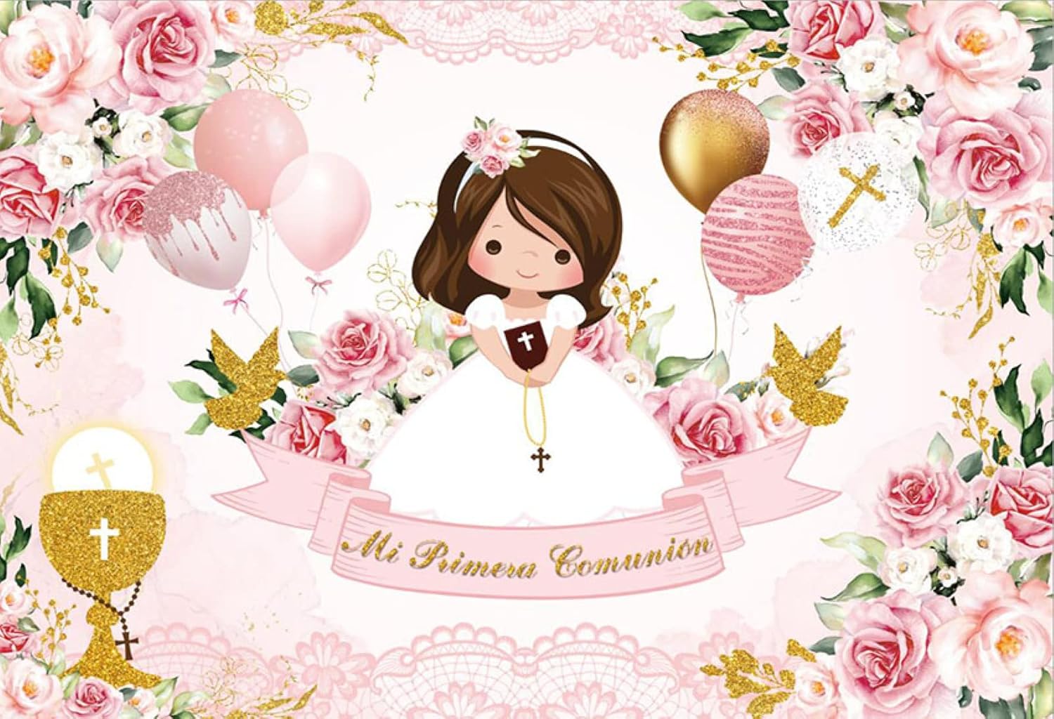 Mi Primera – Fondo de fotografía de comunión para niños, bautizo, fiesta, globos florales, telón de fondo para decoración de baby shower, niños y