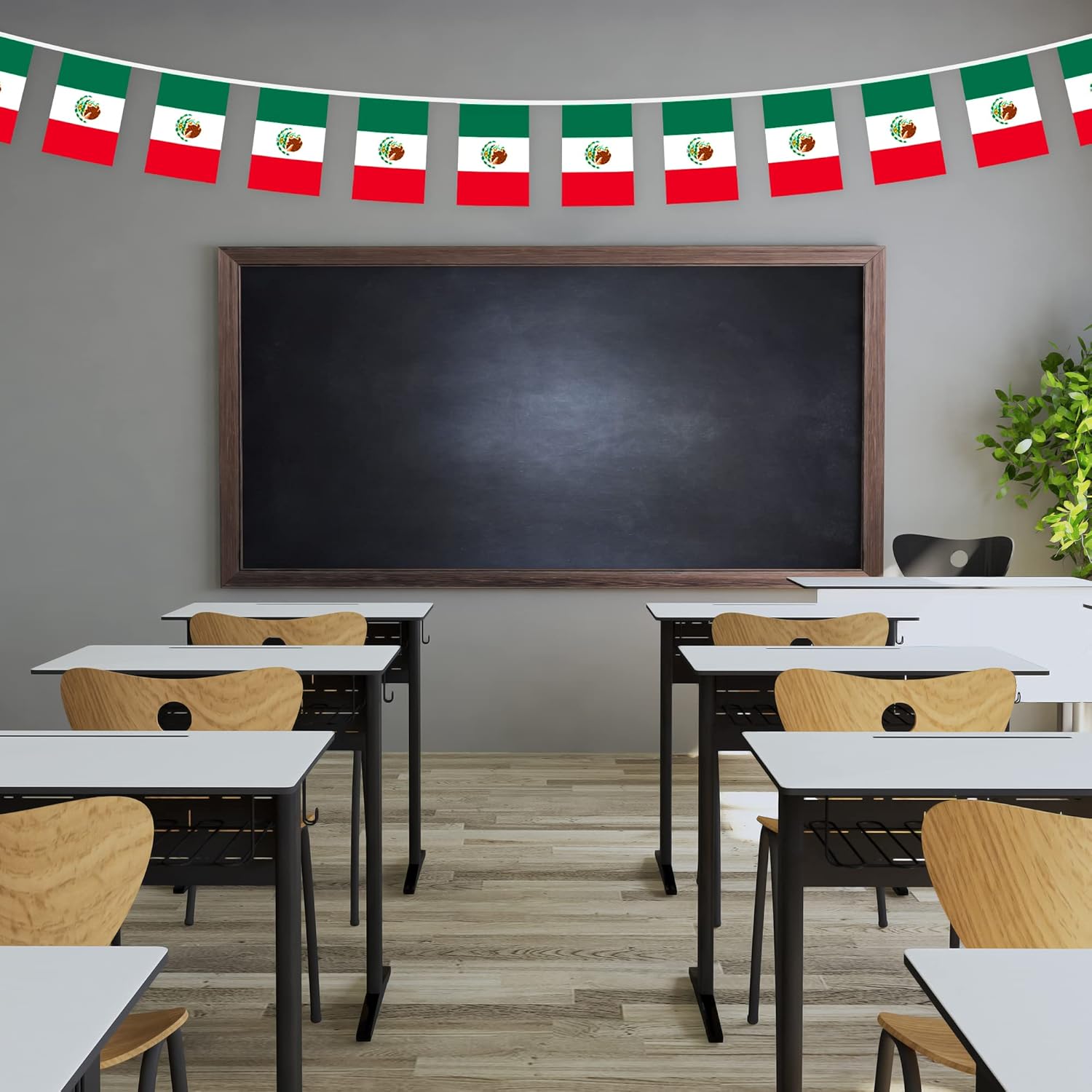 G128 Bandera mexicana de México  Bandera de 8.2 x 5.5 pulgadas, cuerda completa de 33 pies  Poliéster 150D impreso, decoraciones para bar, escuela,
