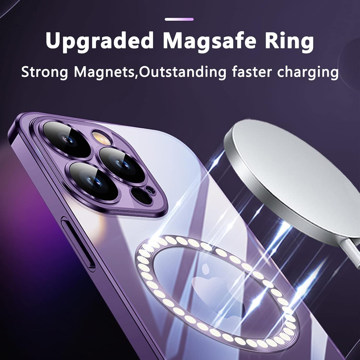 Haeuorey Funda magnética transparente para iPhone 14 Pro Max con protector de lente de cámara, compatible con MagSafe a prueba de golpes, delgada,