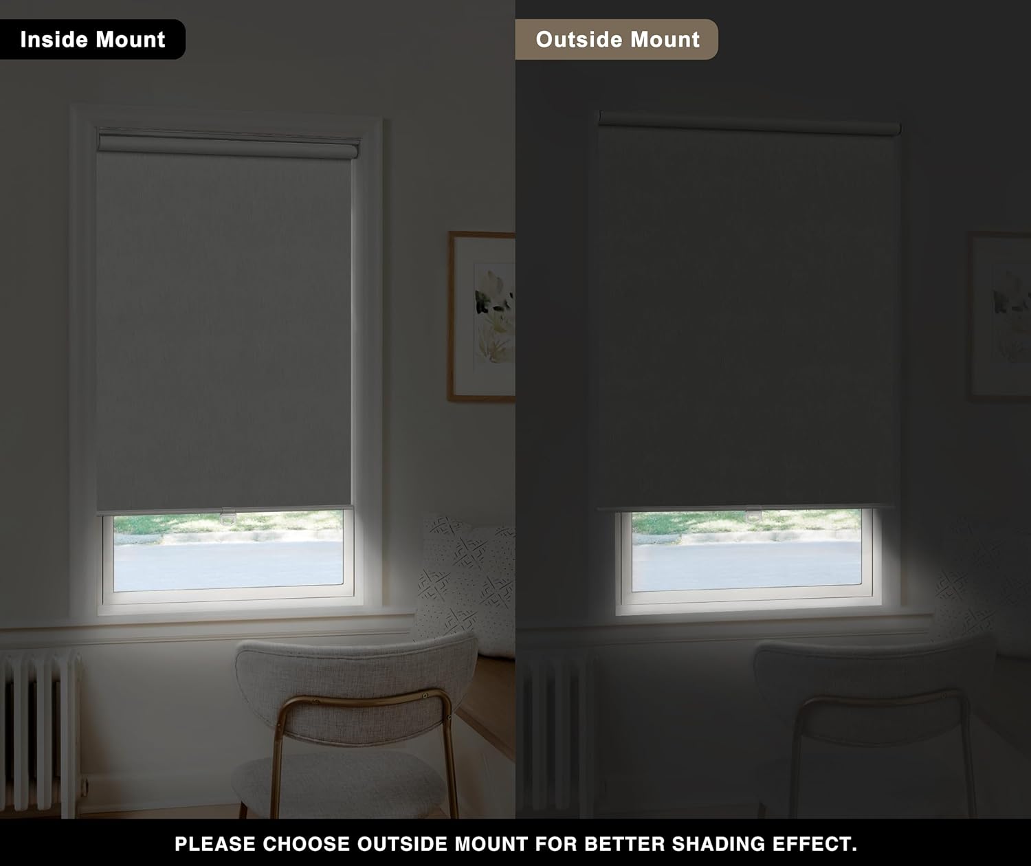 LazBlinds Persiana enrollable sin cordón, persianas opacas para ventanas, aislamiento térmico, protección UV, tela impermeable con jacquard a rayas,