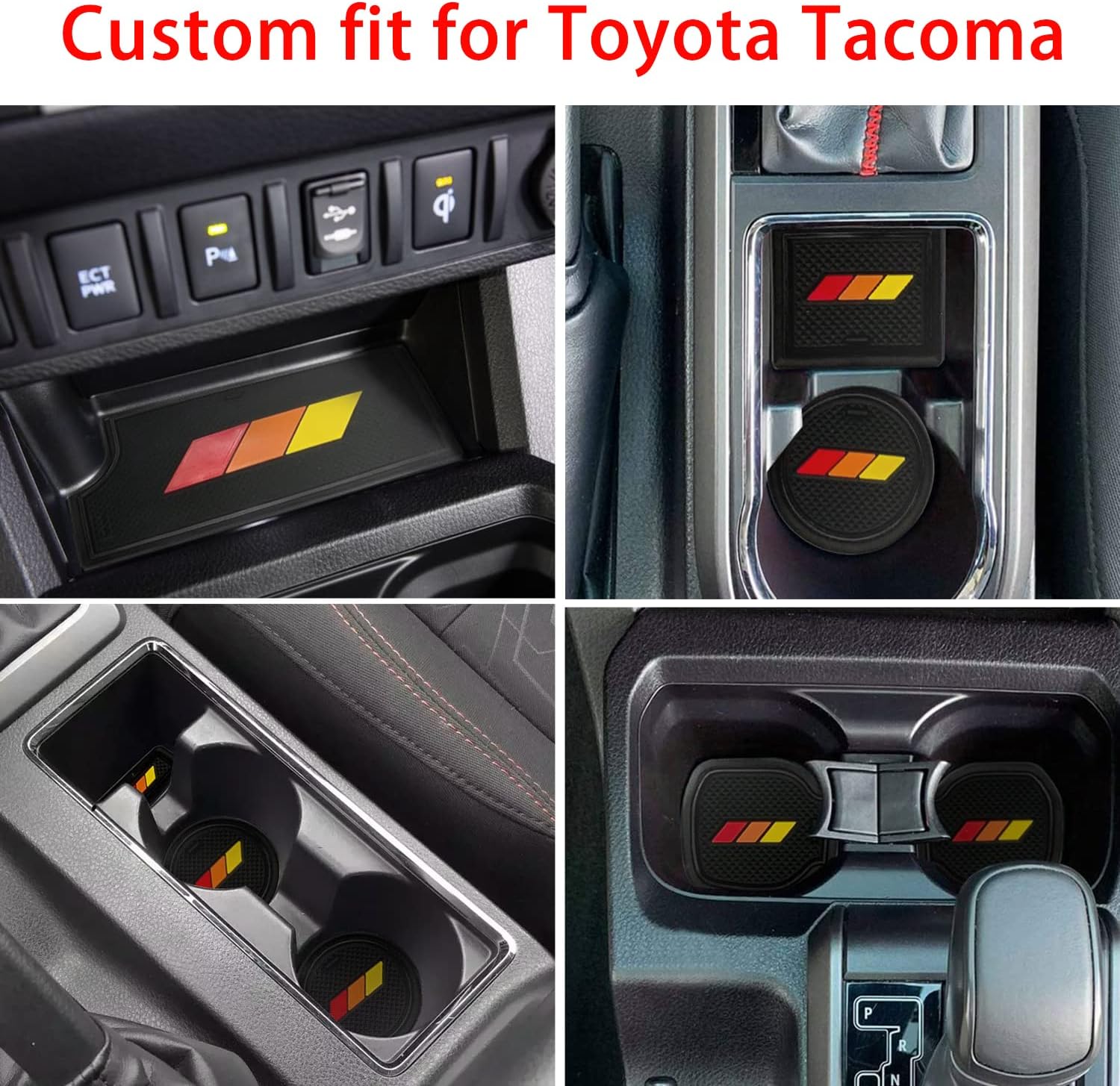 Forro de consola central para Toyota Tacoma Accesorios 2016 2017 2018 2019 2020 2021 2022 2023 Inserto para portavasos de cabina doble, almohadilla