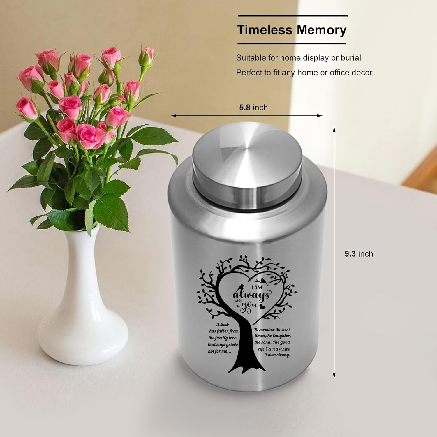 Urnas de cremación para cenizas humanas para adultos, mujeres y hombres, grandes de hasta 220 libras, urna funeraria decorativa conmemorativa para