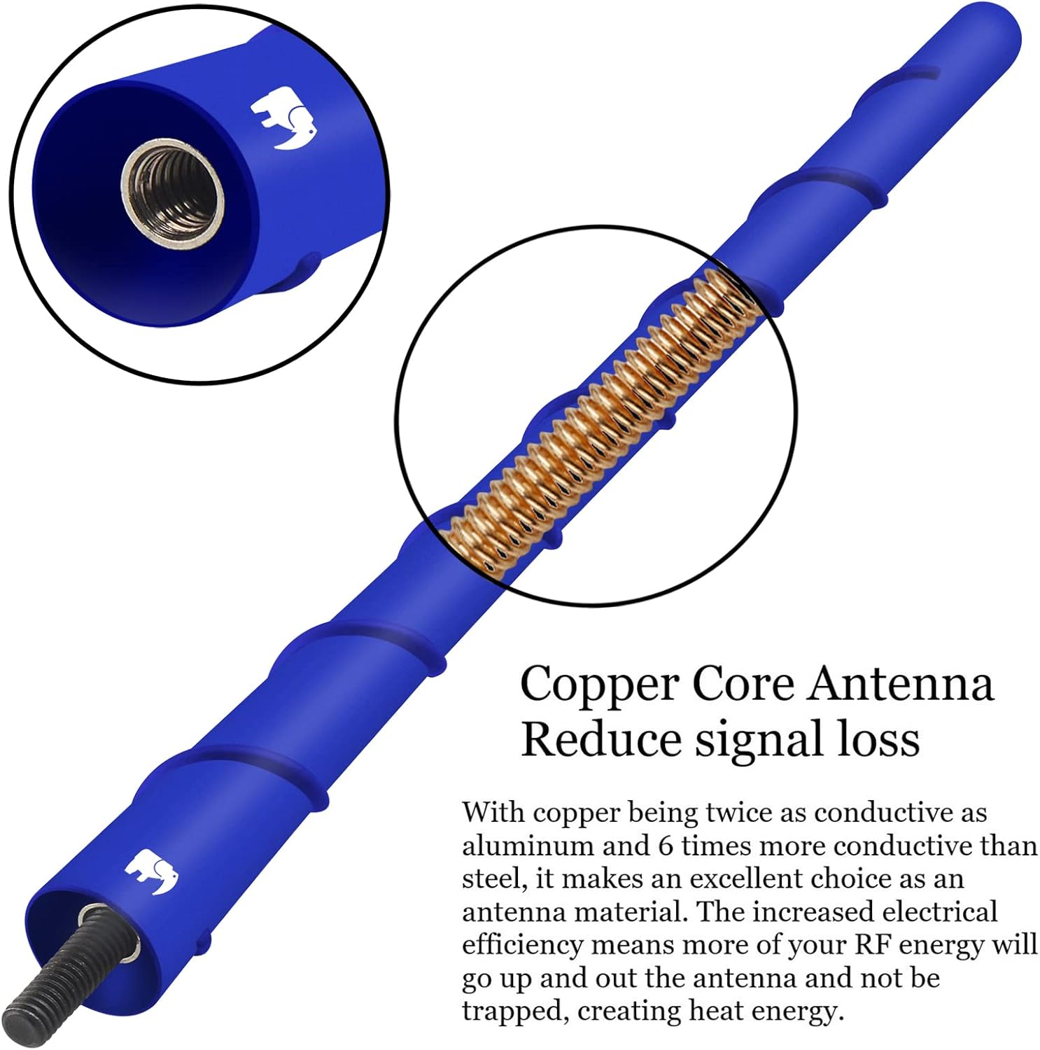 Antena de núcleo de cobre flexible en espiral de 8 pulgadas, compatible con Jeep Wrangler JK JKU JL JLU Rubicon Sahara Gladiator (JL) JT Renegade