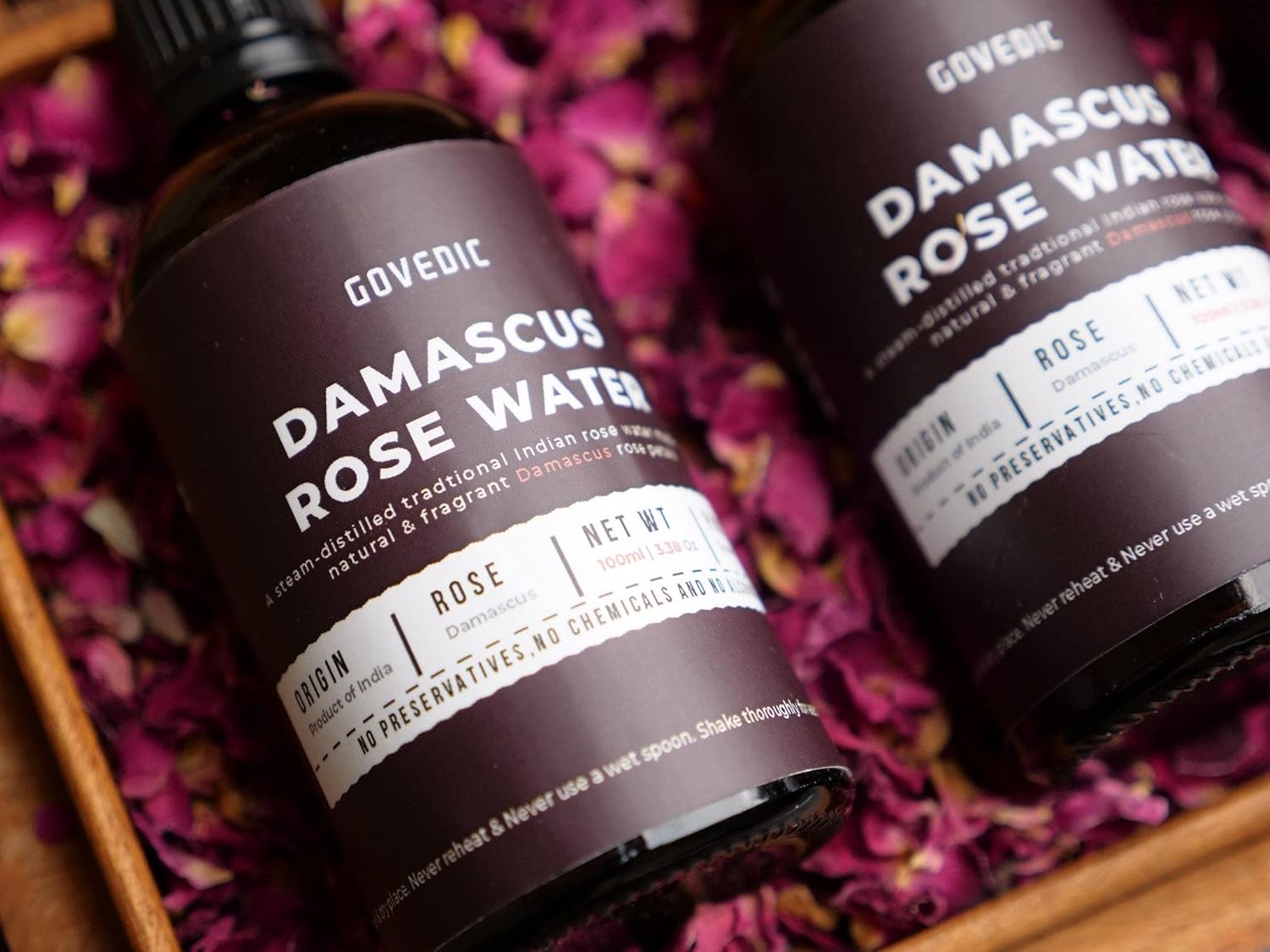 Govedic Agua de rosas para cocinar, hornear, cócteles  Agua de rosas 100% de grado alimenticio  Cuidado facial y capilar  Rosa de damasco comestible