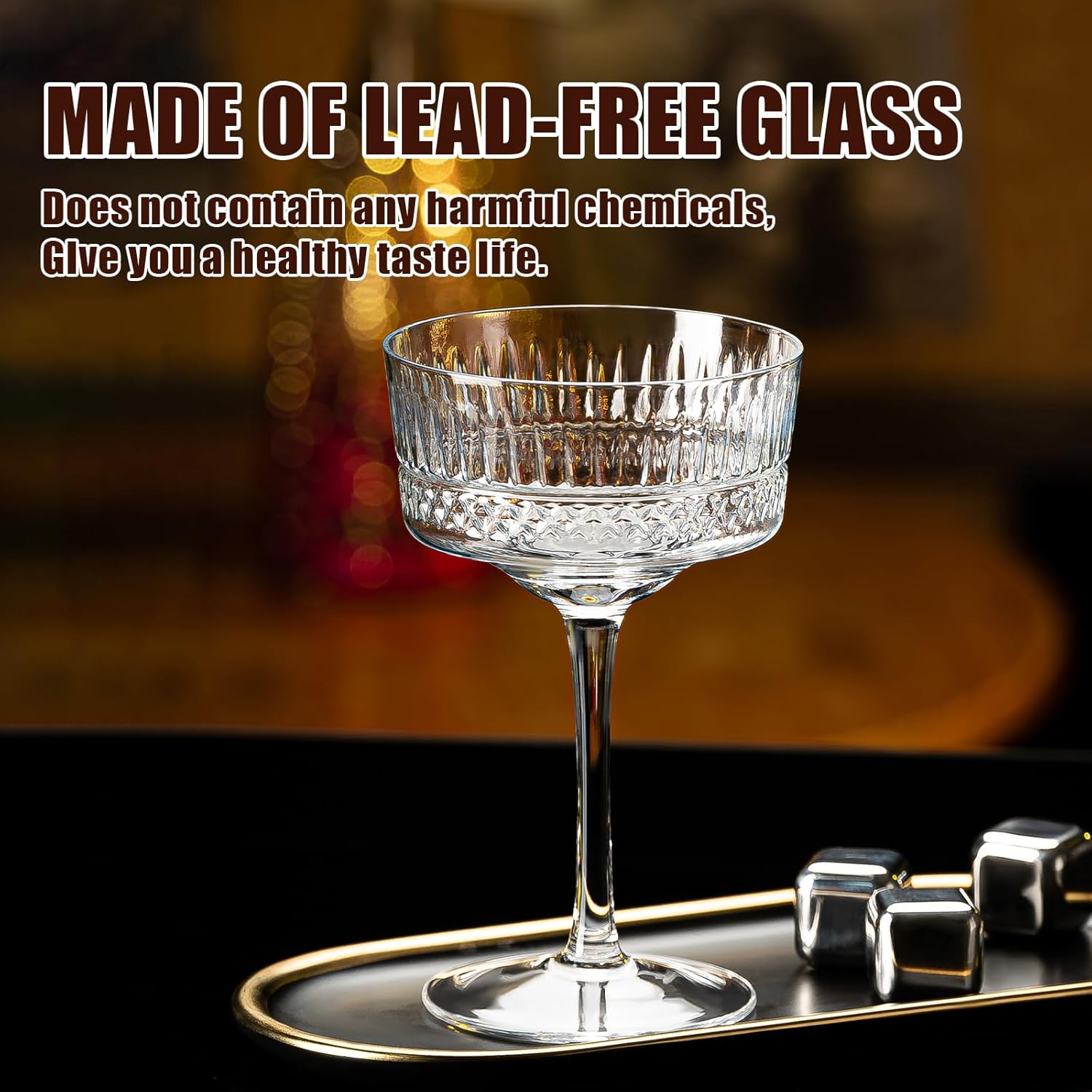 Juego de 6 vasos vintage Art Deco Coupé, vasos de Martini de 10 onzas, copas de cóctel Coupé, elegante copa de Manhattan soplada a mano para bar,