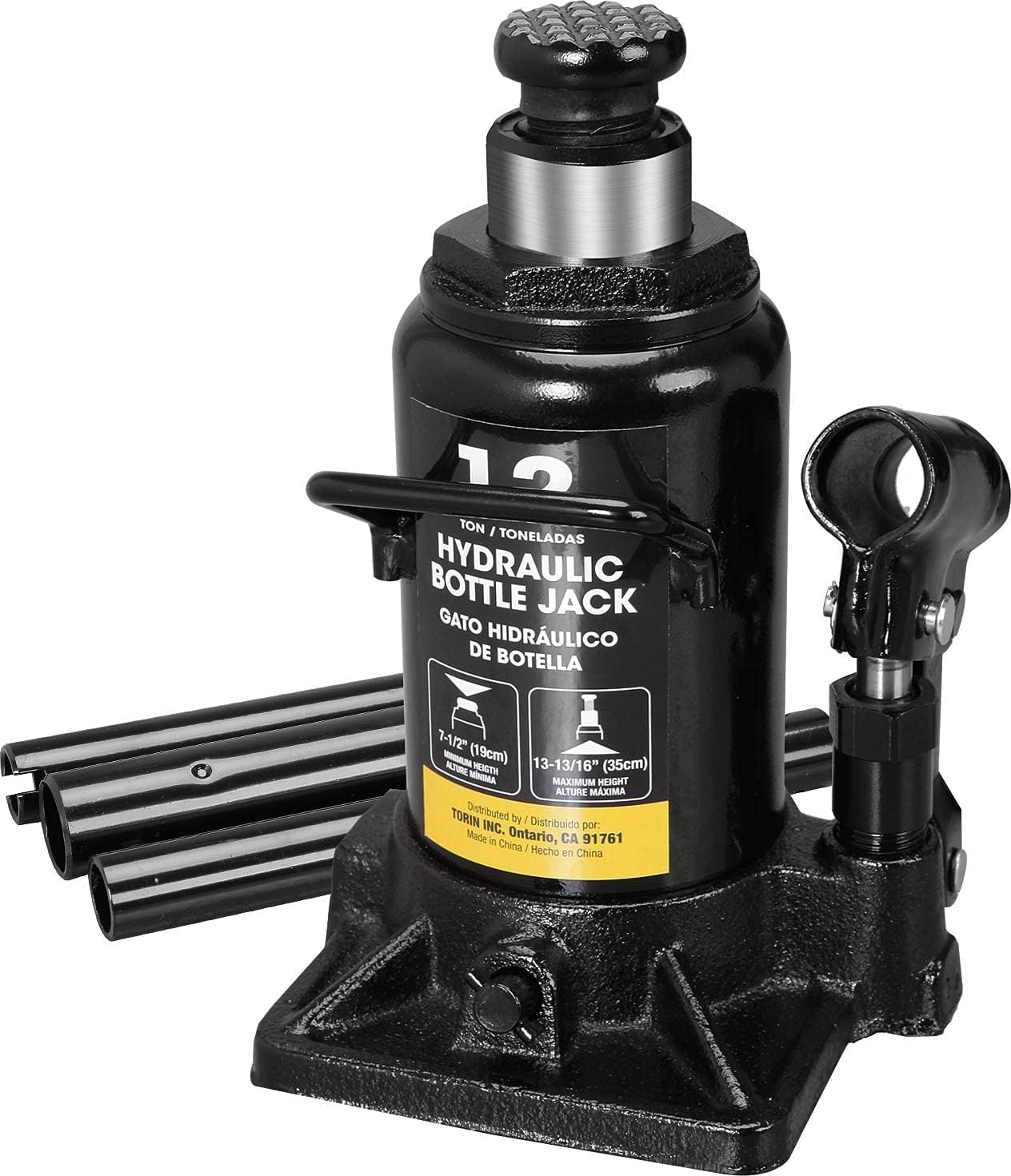 BIG RED Gato hidráulico Torin para botella de coche de 12 toneladas (24,000 libras) para reparación de automóviles y elevación de casa, negro,