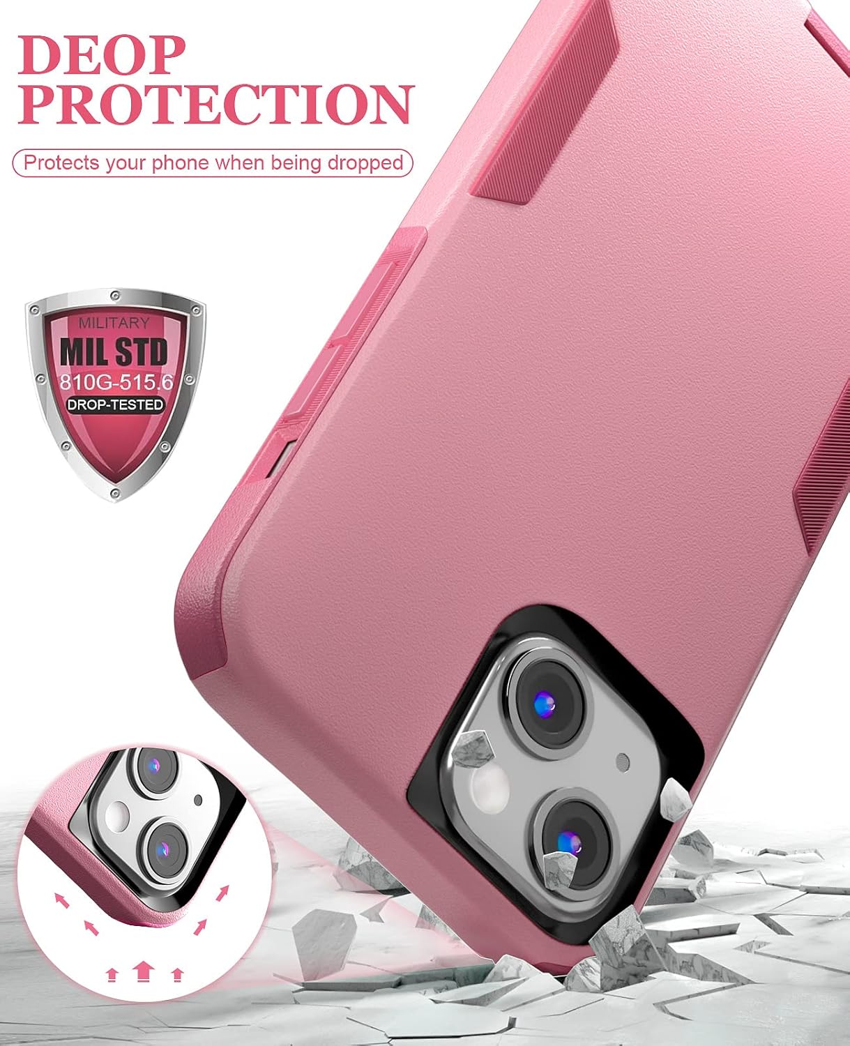 Funda para iPhone 13 con 2 protectores de pantalla de vidrio templado, resistente grado militar, protección de cuerpo completo, a prueba de golpes,