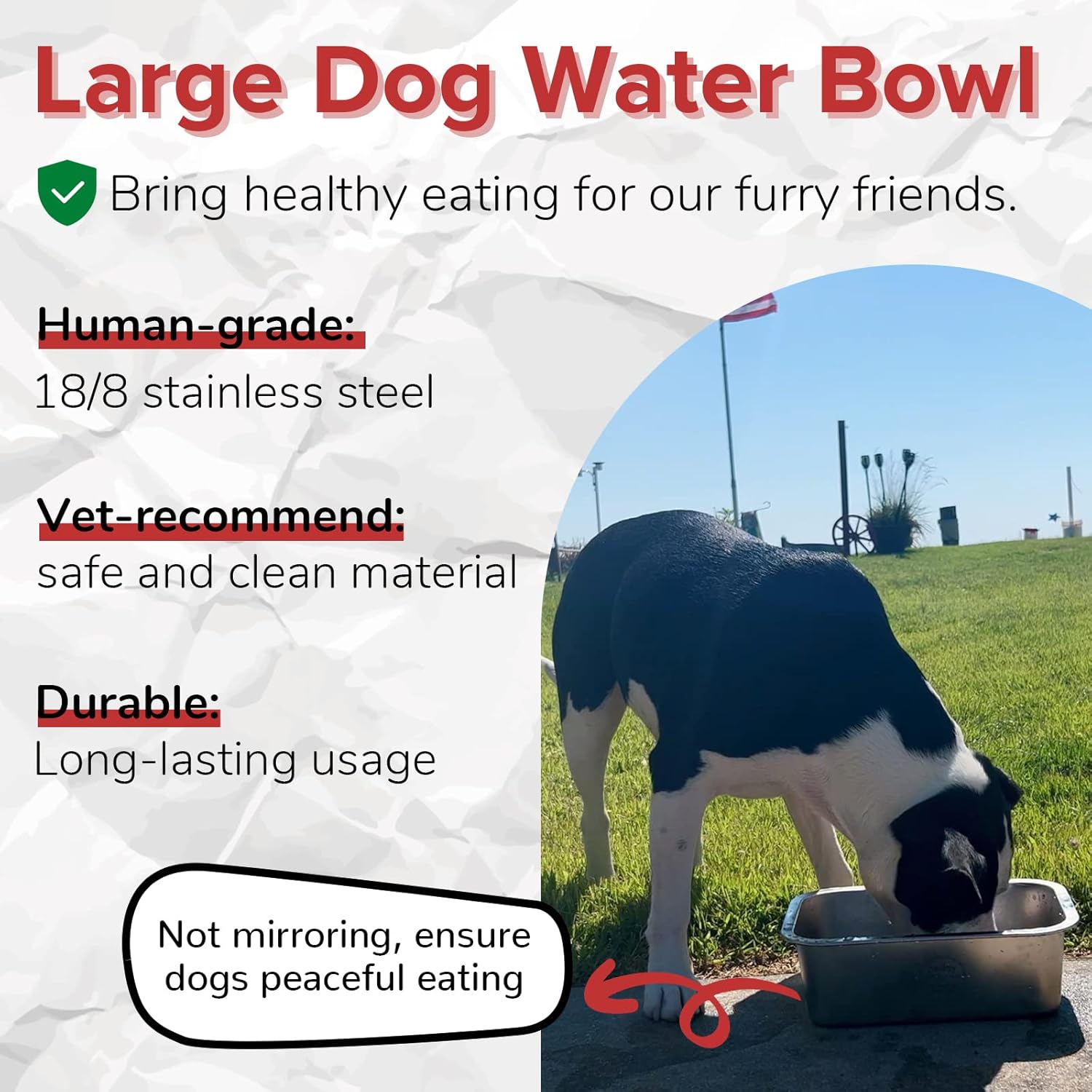 Cuenco de agua extragrande para perros de 2.64 galones, acero inoxidable de grado humano, para perros de tamaño extra grande, paquete individual
