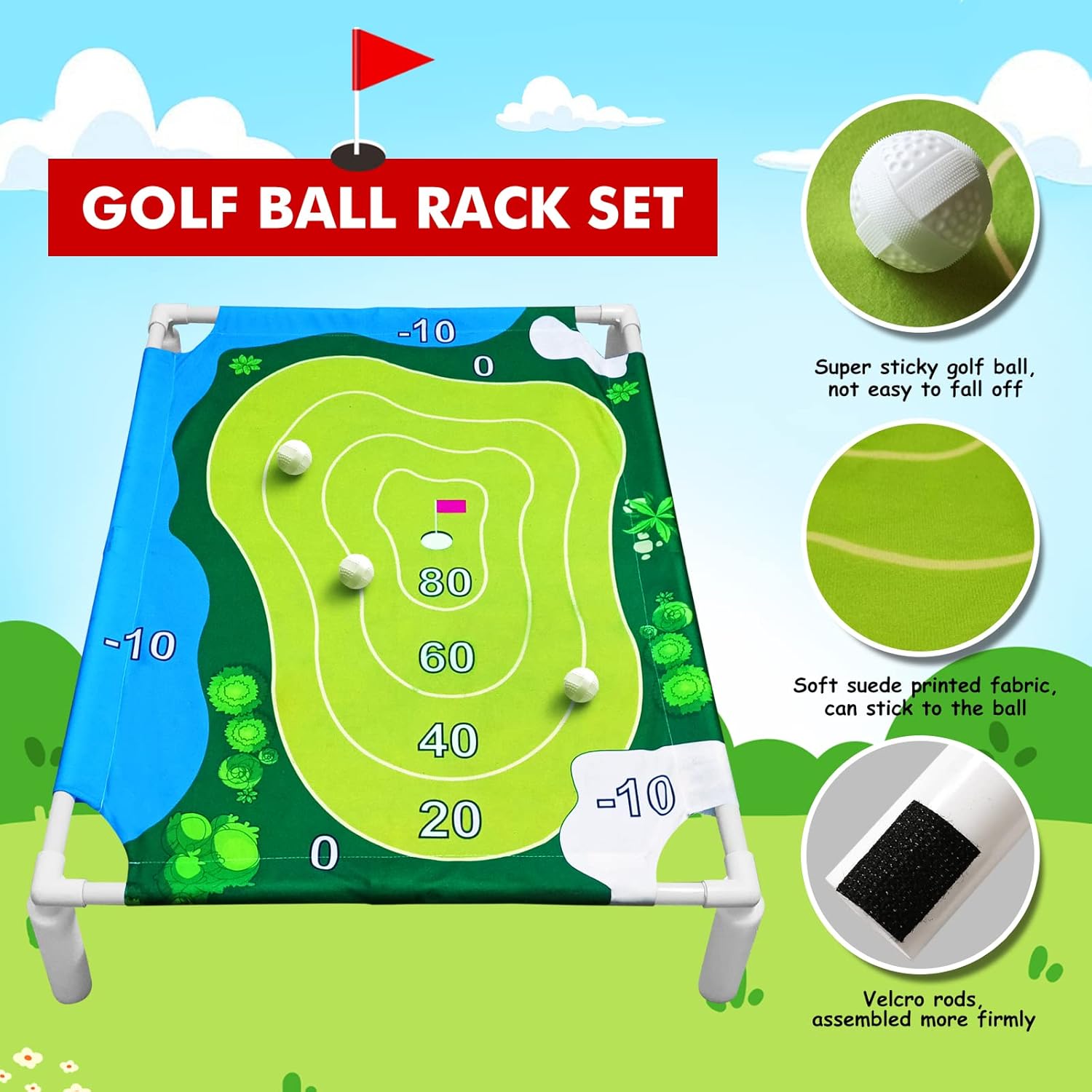 Juego de astillado de golf flotante verde  Juego de astillado de golf de Cornhole de golf Battle Royale con velcro para adultos en interiores y