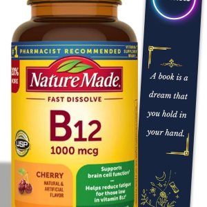 Vitamina B12 Sublingual 1000 mcg tabletas de disolución rápida sin azúcar, hechas en la naturaleza, 60 unidades y marcador de regalo de YOLOMOLO Vitamina B12 Sublingual 1000 mcg tabletas de disolución rápida sin azúcar, hechas en la naturaleza, 60 unidades y marcador de regalo de YOLOMOLO