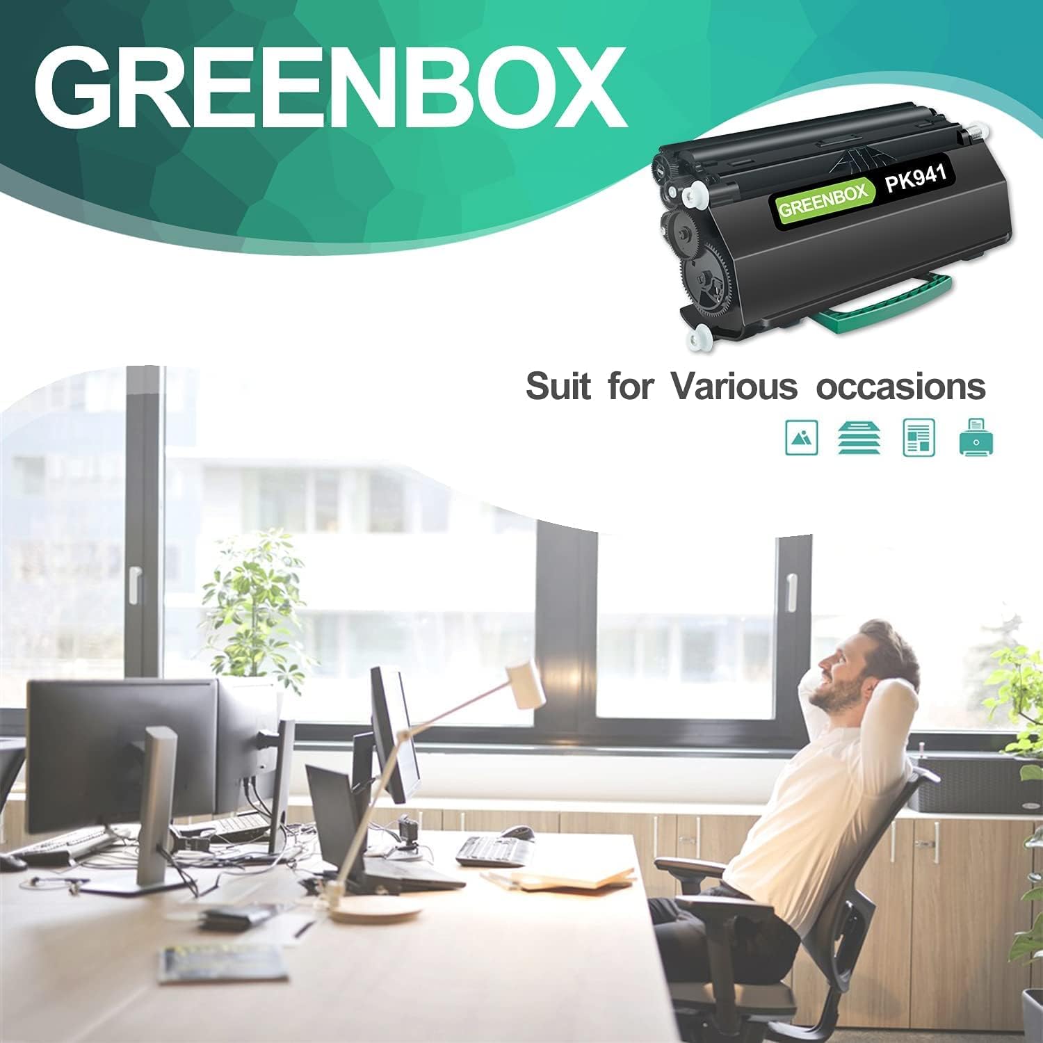 GREENBOX Cartucho de tóner compatible 2330DN de repuesto para impresora Dell PK941 de 6.000 páginas de alto rendimiento para Dell 2350DN 2330D