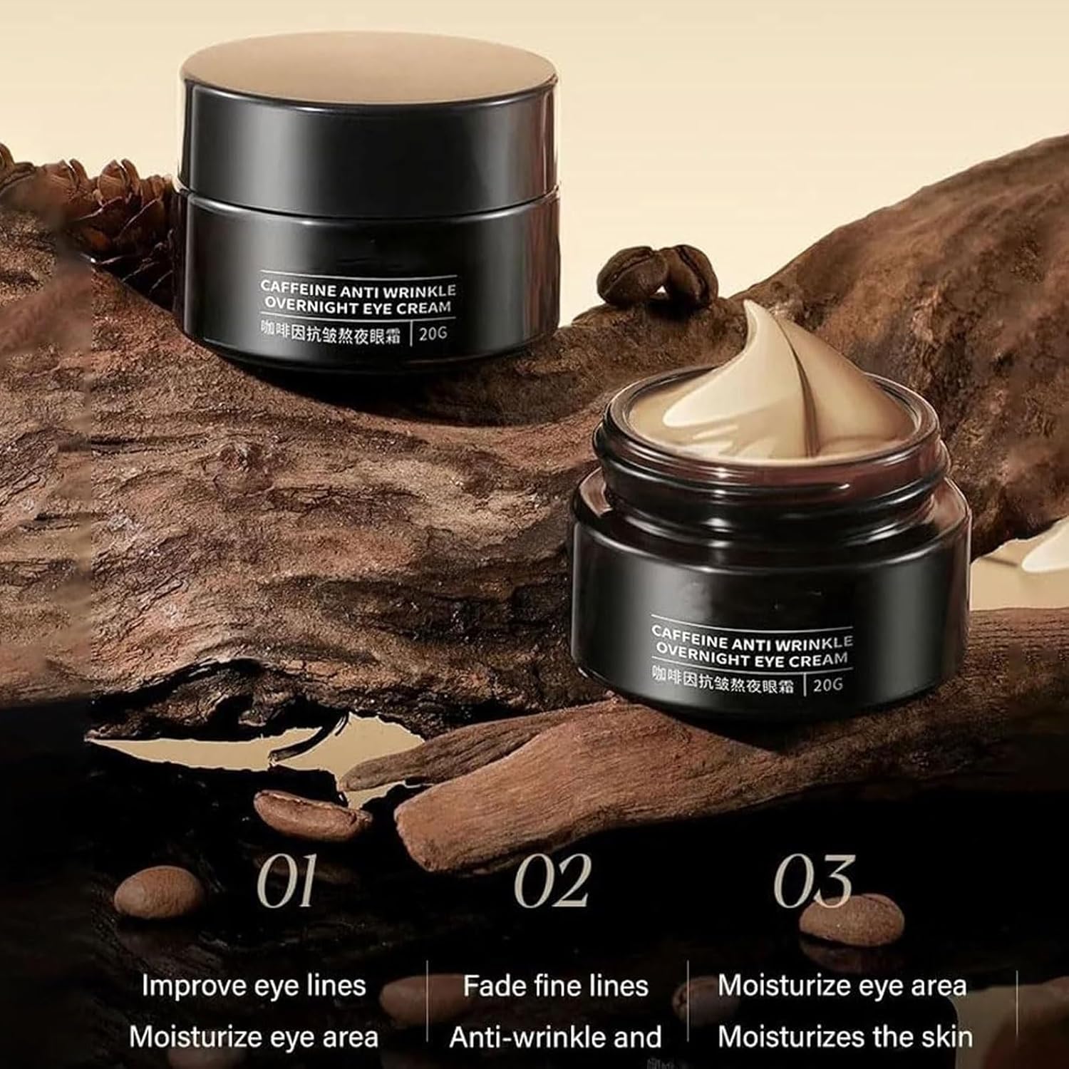 A.M.G – Crema antiarrugas con cafeína para ojos tardíos, crema de ojos con cafeína A.M.G, crema de ojos antiarrugas con cafeína, crema de ojos