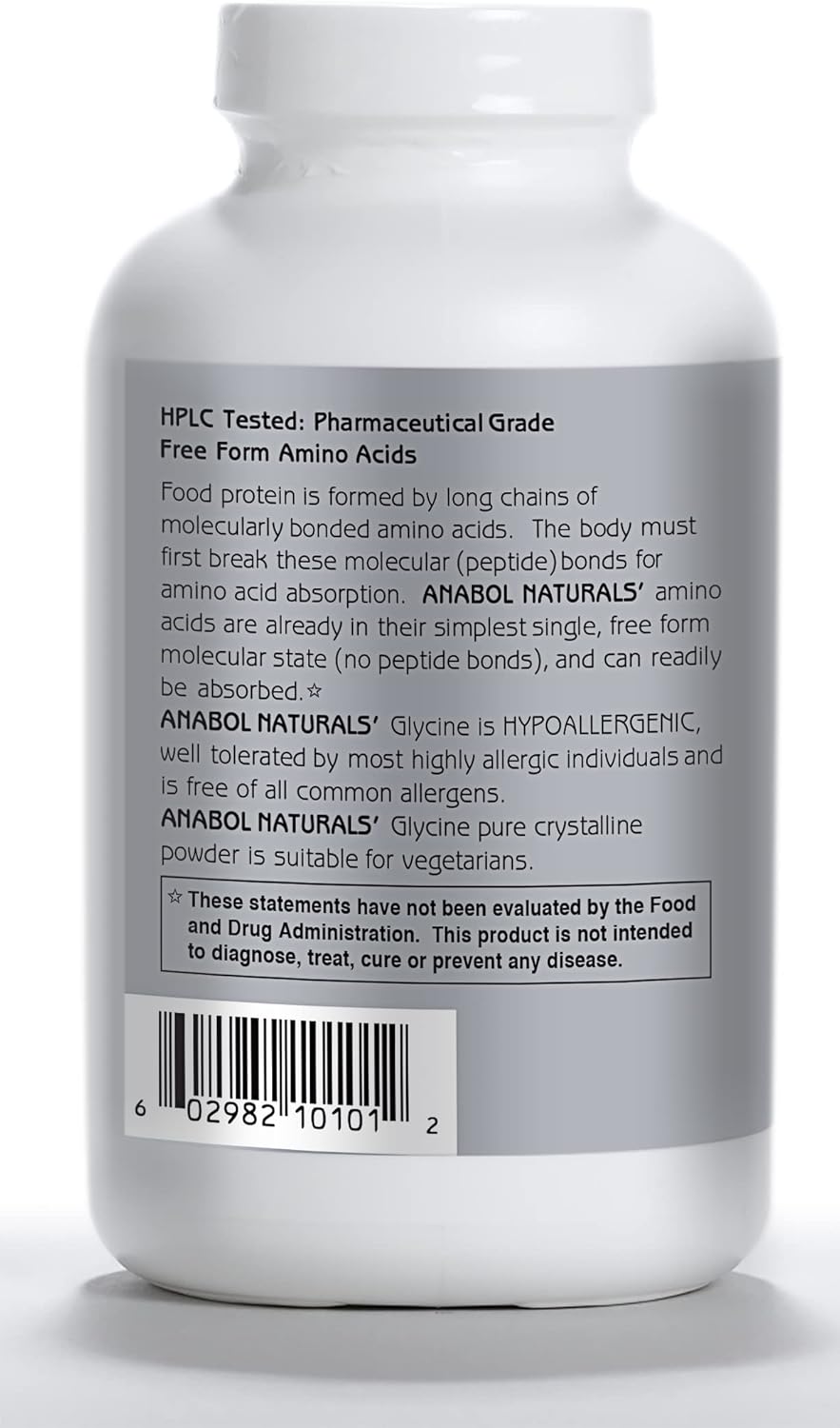 Polvo cristalino puro de la forma libre de la glicina 35.27 oz (2.2 libras)