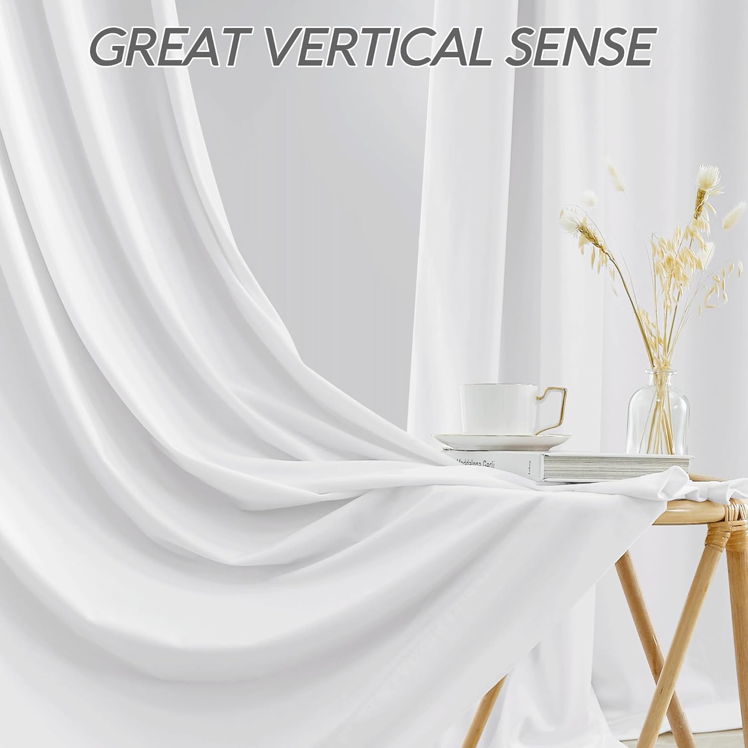 RYB HOME Cortinas de terciopelo blanco de 96 pulgadas, 2 capas para oscurecer la habitación, cortinas blancas para ventana para sala de estar, telón
