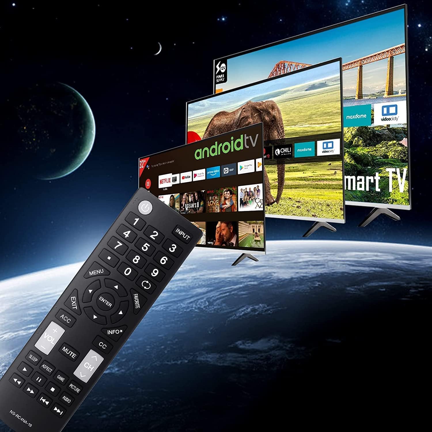 Paquete de 2 unidades de repuesto de control remoto universal para todos los televisores Insignia LED-LCD HDTV