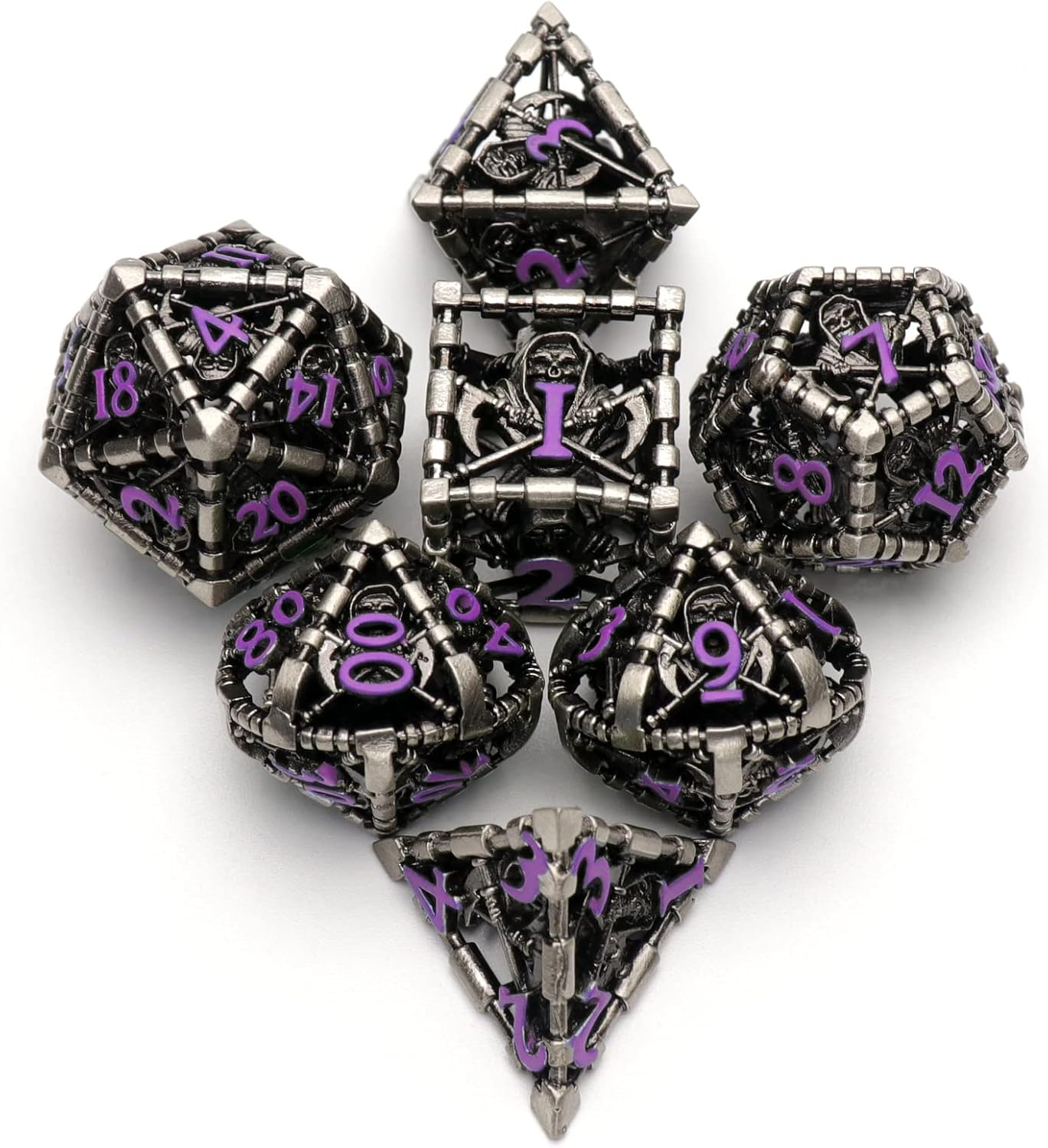 DND – Juego de dados poliédricos para Dungeons and Dragons, juego de rol de metal, dados D&D, dados HNCCESG huecos de la parca, dados D y D para