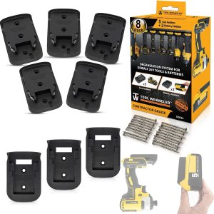 Tool Wrangler Organización para herramientas y baterías Dewalt de 20 V – Negro 8 piezas Combo 5+3  5 portaherramientas Dewalt + 3 soportes de Tool Wrangler Organización para herramientas y baterías Dewalt de 20 V – Negro 8 piezas Combo 5+3  5 portaherramientas Dewalt + 3 soportes de