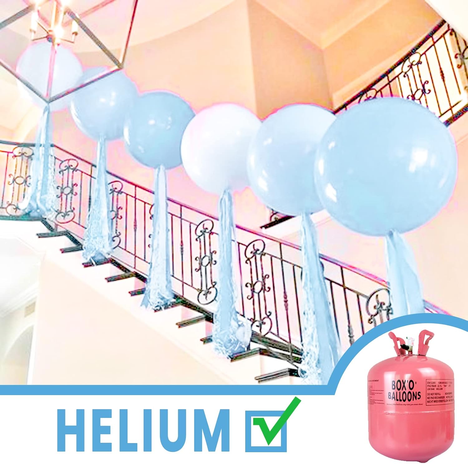 PartyWoo Globos azul pastel, 4 globos grandes de 36 pulgadas de color azul pálido, globos azules grandes para arco de globos de guirnalda de globos