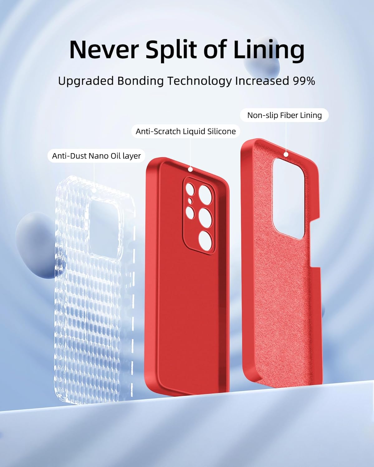 Dssairo Funda para Samsung Galaxy S23 Ultra, con protección completa de la cámara, funda protectora delgada de silicona líquida a prueba de golpes