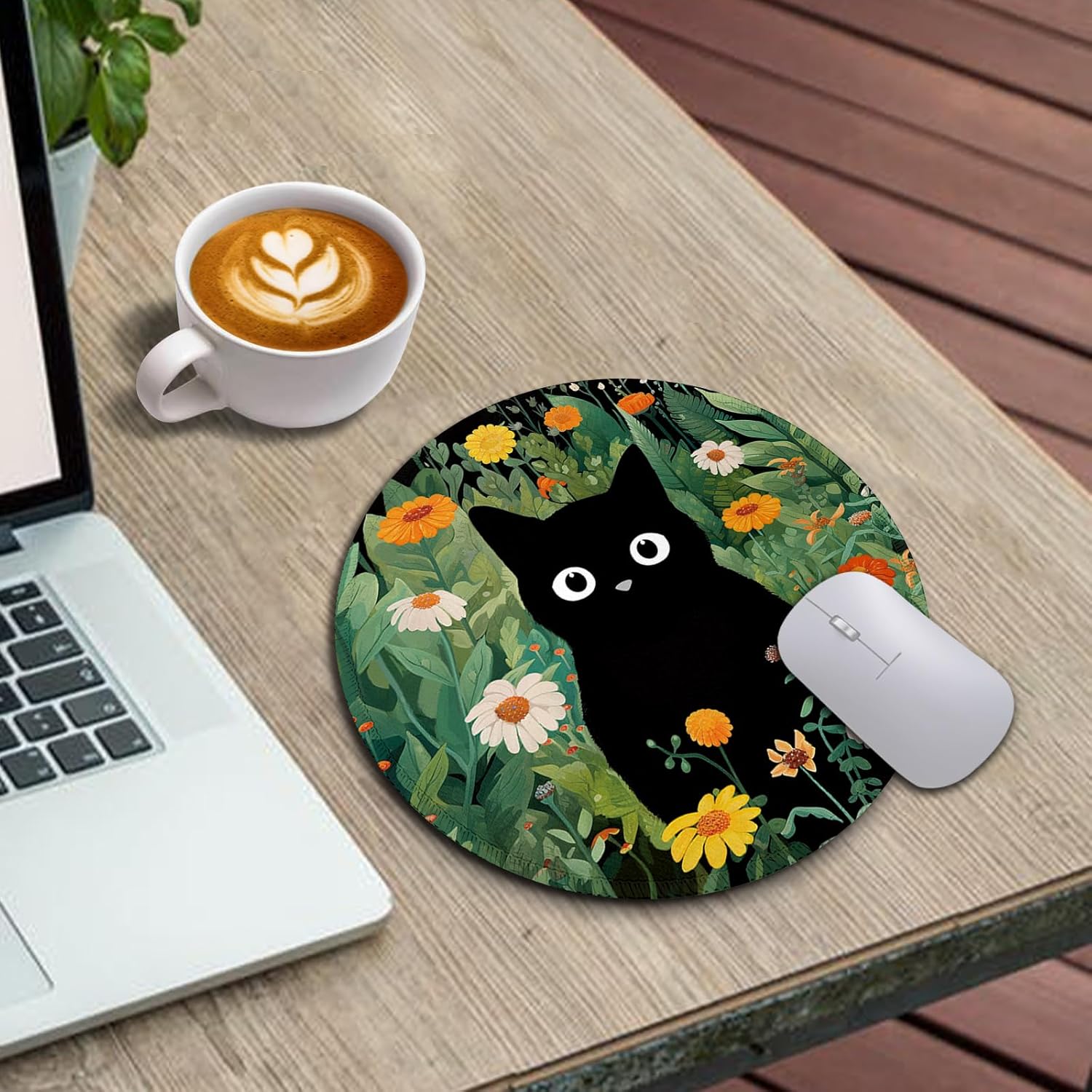 Alfombrilla de mouse para gatos, bonita alfombrilla de mouse pequeña para escritorio, alfombrilla de mouse redonda de viaje para mouse inalámbrico,