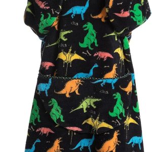 ZAJIO Manta larga con capucha para adultos, hombres y mujeres, súper suave y cálida, de franela Sherpa con mangas de bolsillo, dinosaurio multicolor ZAJIO Manta larga con capucha para adultos, hombres y mujeres, súper suave y cálida, de franela Sherpa con mangas de bolsillo, dinosaurio multicolor