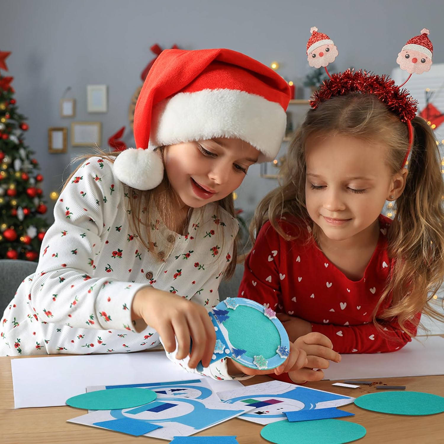 30 juegos de marcos de fotos de nieve para niños, imán de invierno de Navidad, marcos de fotos DIY, divertidos globos de nieve, copo de nieve,