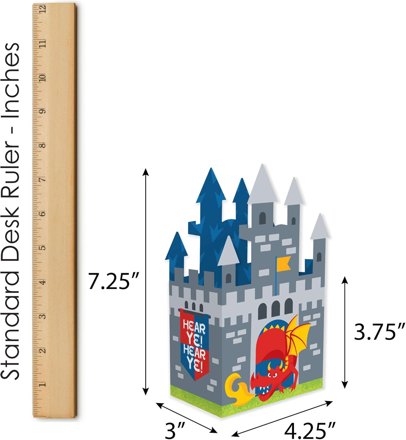 Big Dot of Happiness Calling All Knights and Dragons – Cajas de regalo medievales para fiestas o cumpleaños, cajas de castillo, juego de 12