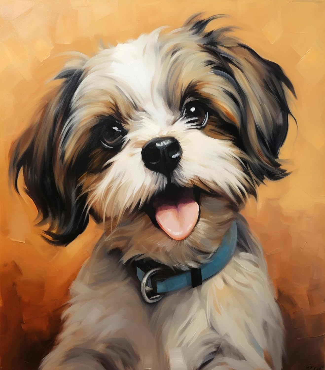 PIPISKY Pintura al óleo a mano de cachorro DIY pintura por números, Shih Tzu, linda pintura de perro sobre lienzo para adultos principiantes niños,
