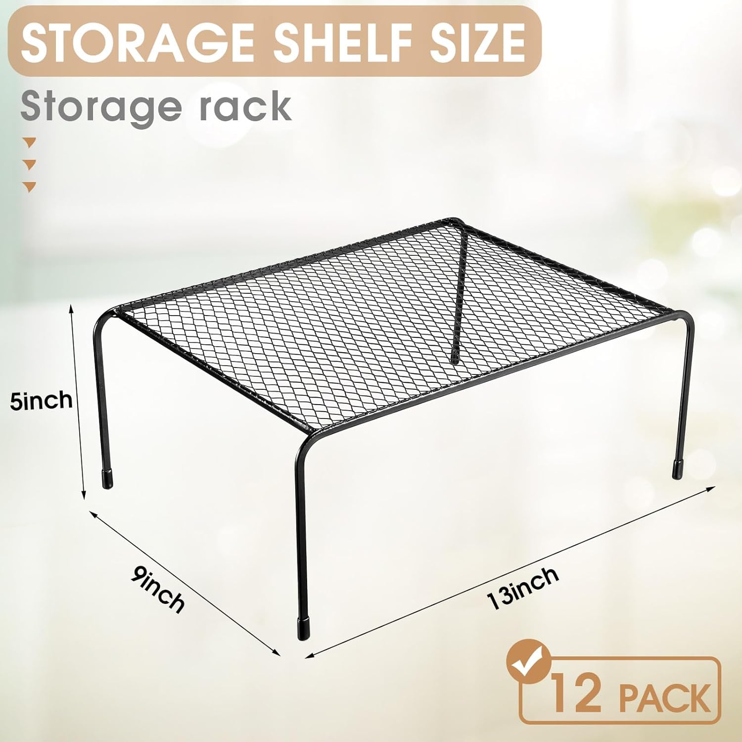 Organizador de estantes de malla para gabinetes de cocina, 13 x 9 pulgadas, estante de almacenamiento de acero, insertos de estante de alambre para