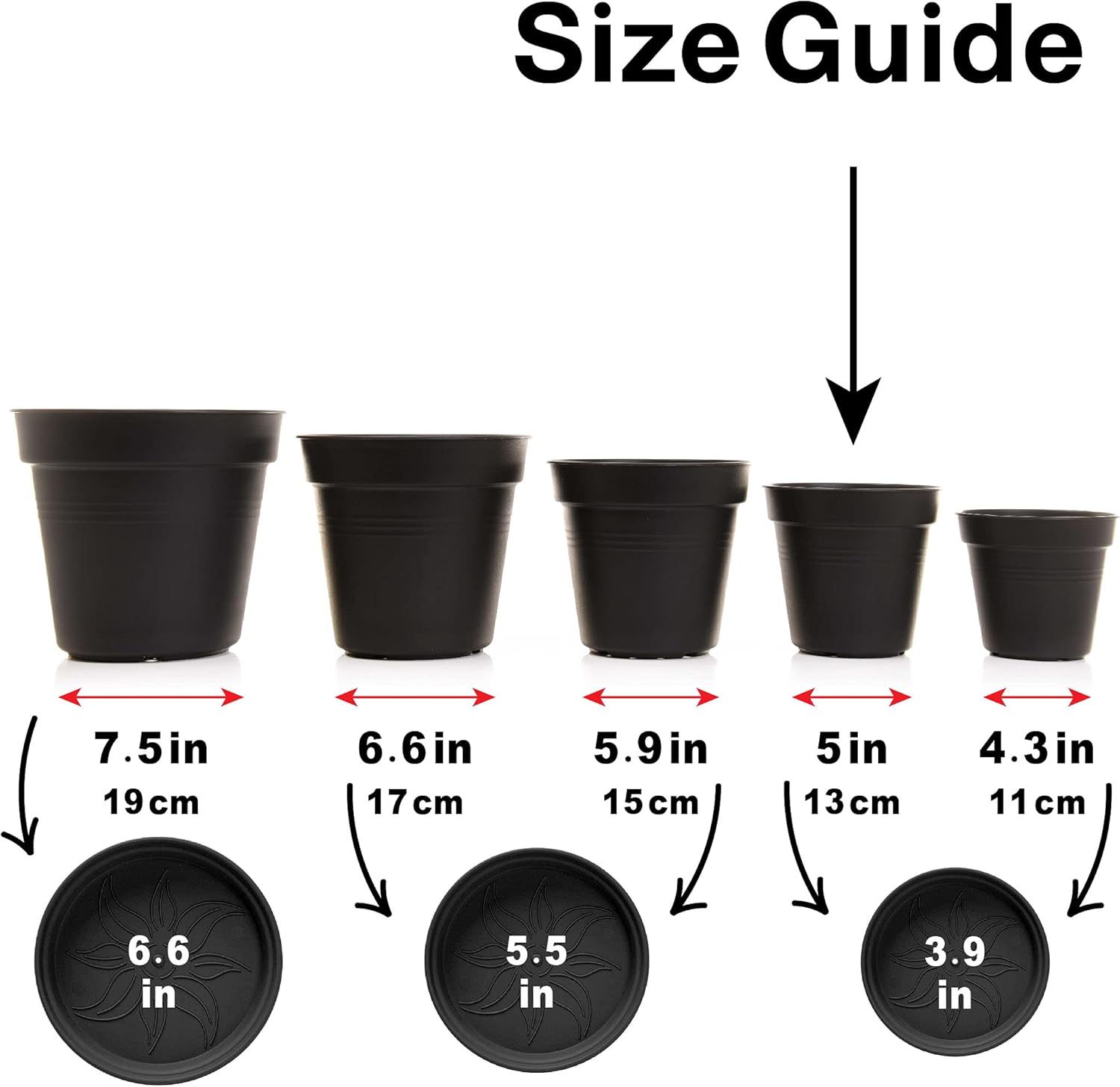 Mintra Home – Paquete de 4 macetas de jardín (color naranja, 13 cm5 pulgadas de diámetro)