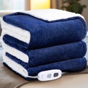 SONORO KATE Manta eléctrica, manta térmica individual suave, franela y sherpa reversible, calentamiento rápido con 4 niveles de temperatura y 6 SONORO KATE Manta eléctrica, manta térmica individual suave, franela y sherpa reversible, calentamiento rápido con 4 niveles de temperatura y 6