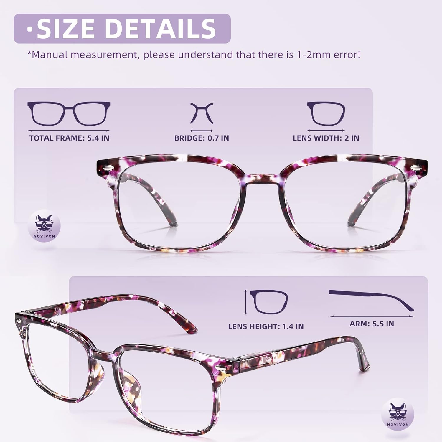 NOVIVON Paquete de 6 lentes de lectura con bloqueo de luz azul para mujeres y hombres, ligeros, antifatiga ocular, lectores de computadora