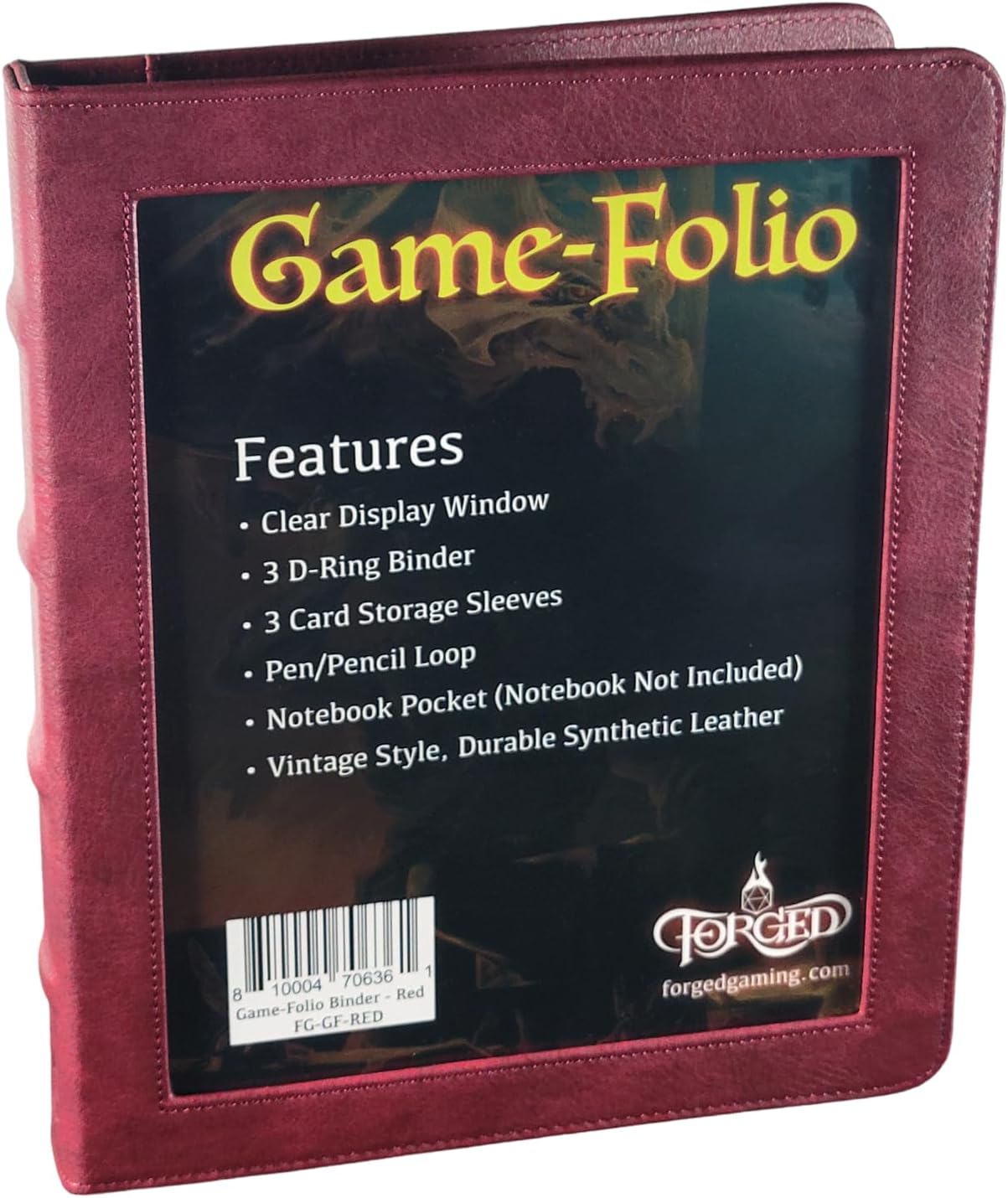 Forged Dice Co. Game-Folio – Carpeta de piel sintética, carpeta de juegos para hojas de personajes DND con organizador de tarjetas hechizas DND y