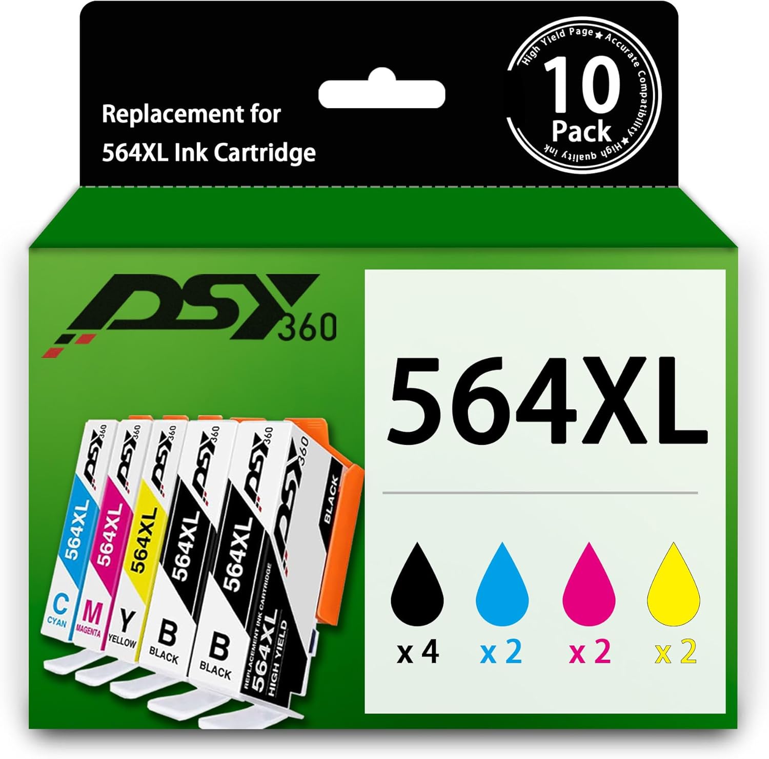 Juego de cartuchos de tinta 564XL 564XL compatibles de alto rendimiento  Paquete de 10 cartuchos de tinta de repuesto 564XL para HP 564XL uso con