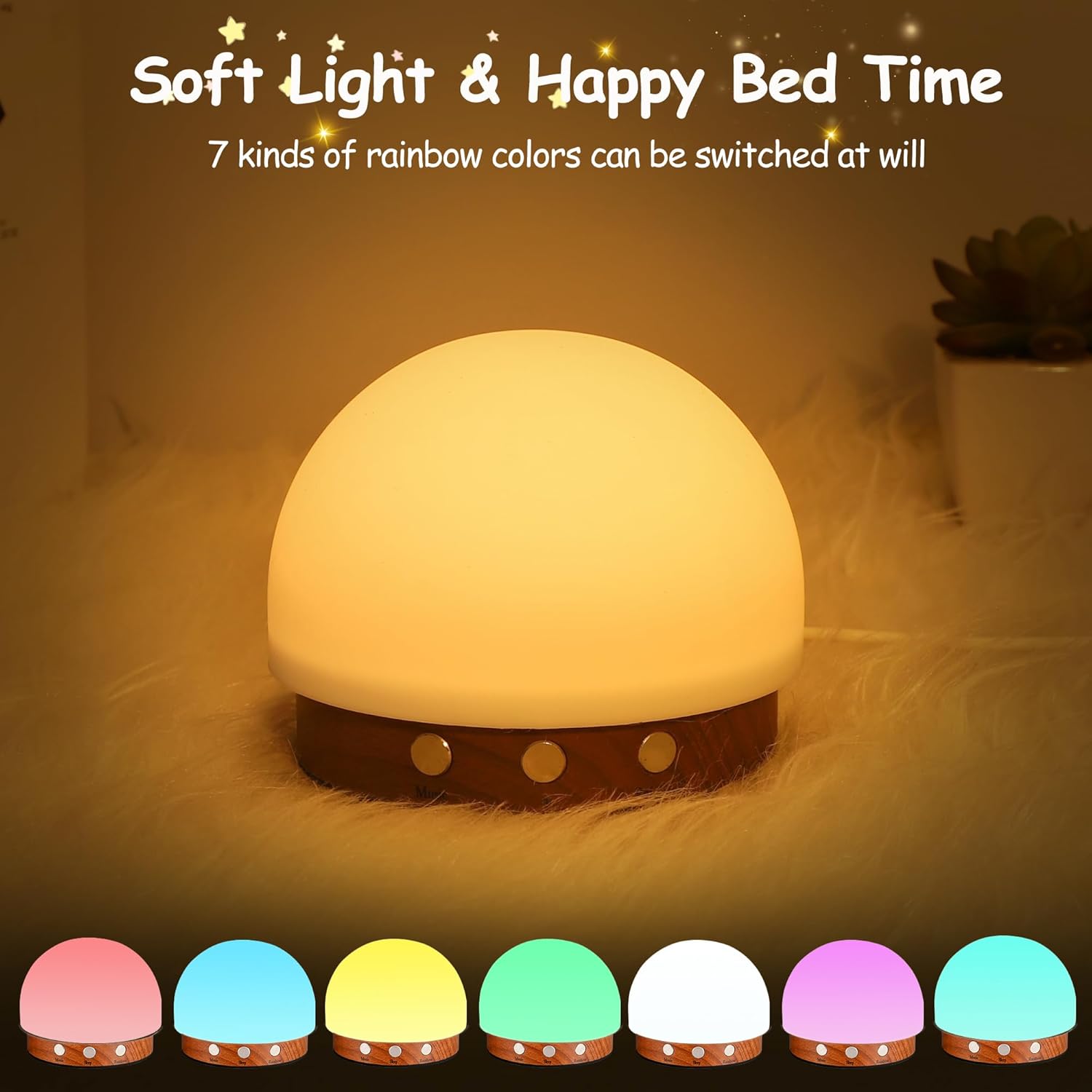 Lámpara de noche LED con base de madera con puerto de carga USB, lámpara de noche, lámpara de mesa regulable con control táctil, 3 modos, para