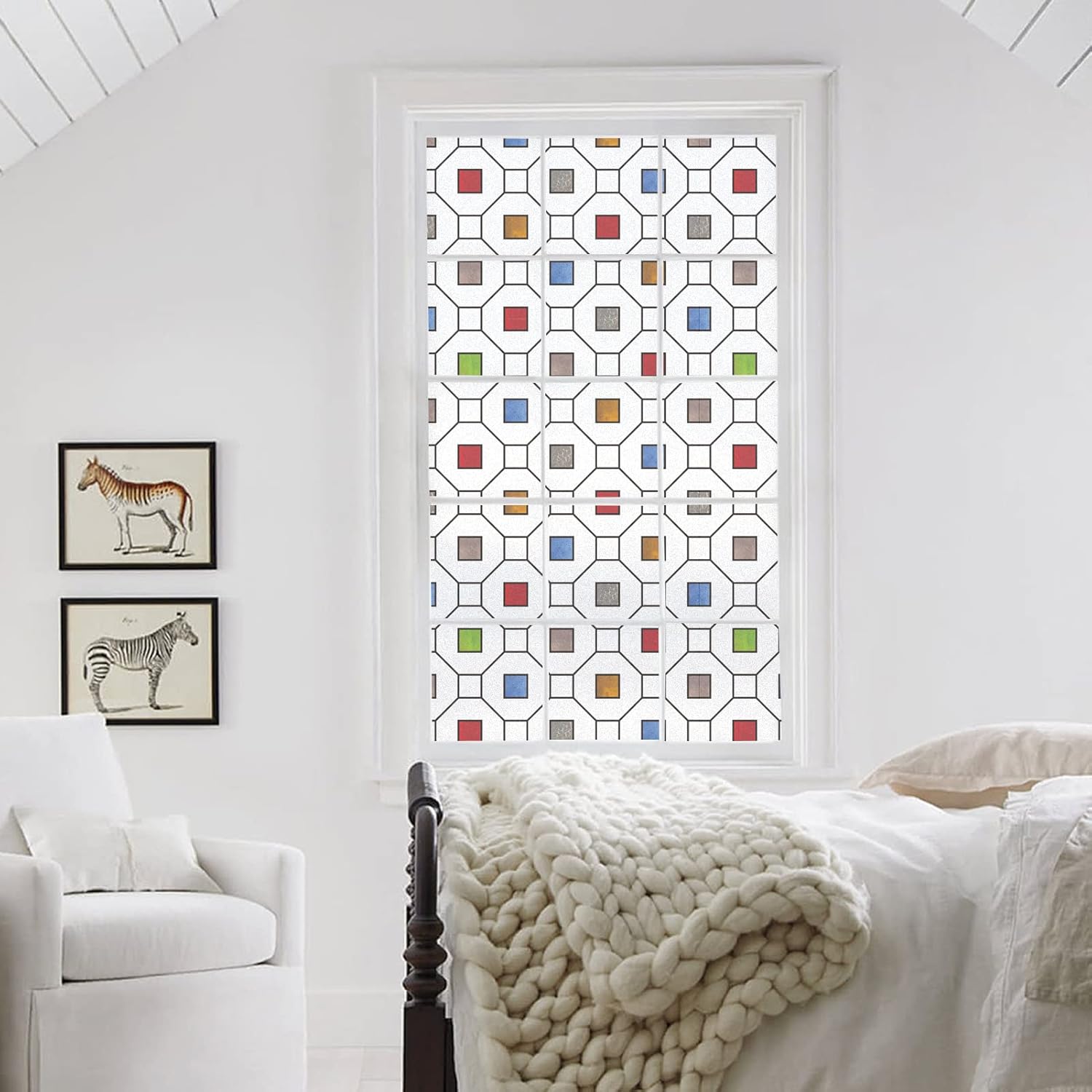 DKTIE Película decorativa con patrón geométrico moderno para ventana, sala de estar, balcón, puerta, dormitorio, baño, ventana, película esmerilada,
