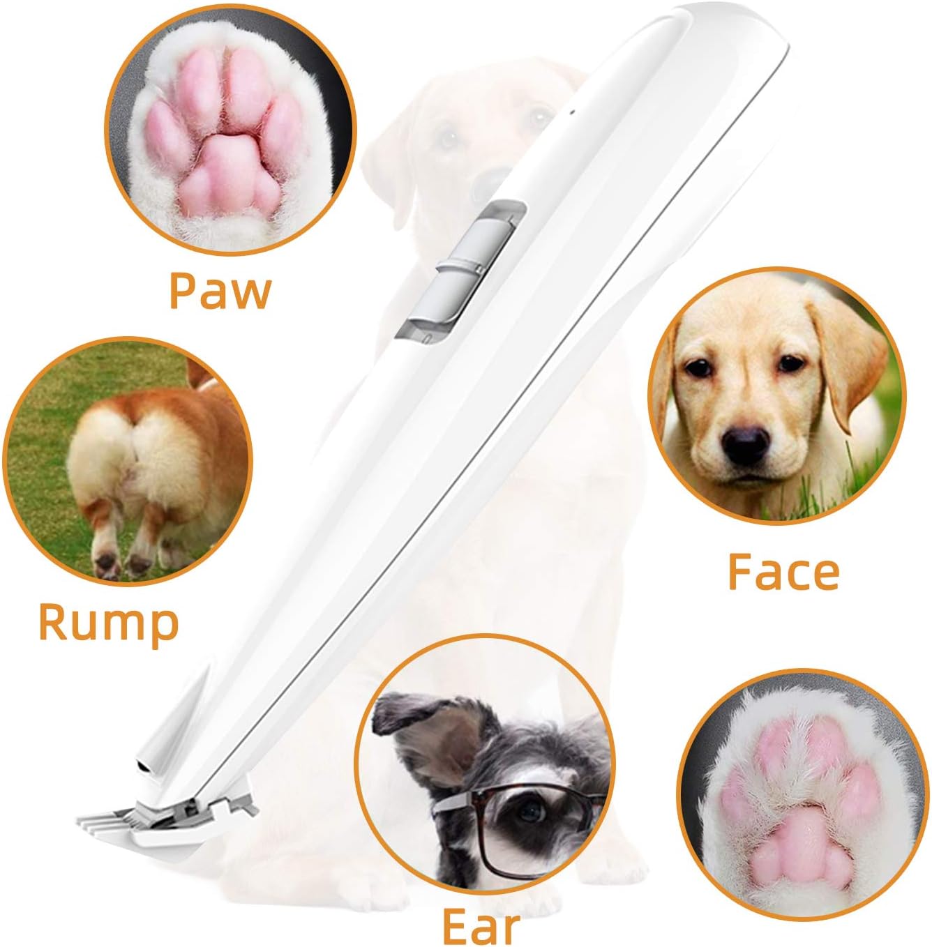 Cortadora eléctrica de pelo de pata de perro para gatos pequeños, cortapelos de Navidad, sin cable, mini cortapelos con luz, 2 velocidades,