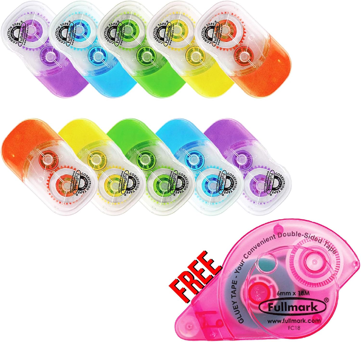 Fullmark Cinta correctora de 0.2 x 236 pulgadas cada paquete de 10 + 1 rodillo de cinta adhesiva gratis por valor de $6.99