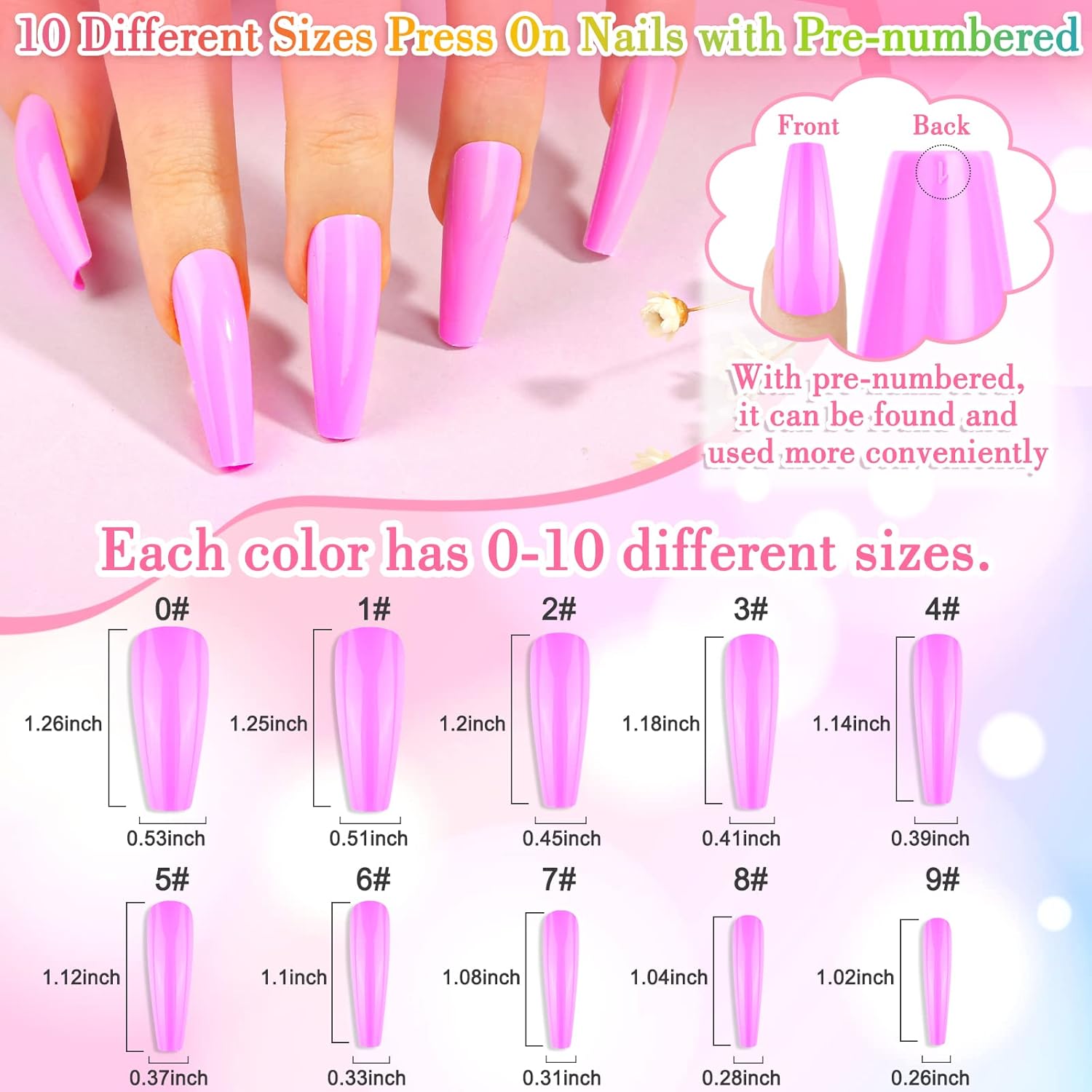 Uñas postizas a presión de 24 colores de cobertura completa, 576 unidades, uñas largas a presión con diamantes de imitación, cintas adhesivas para