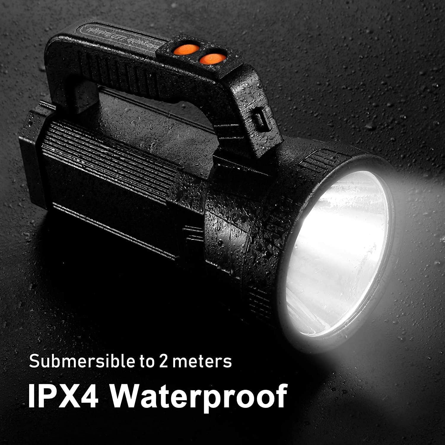 Linterna LED superbrillante de mano recargable 9600 mAh 6000 lúmenes, luz de punto de larga duración, linterna táctica CREE, impermeable, 6 modos de