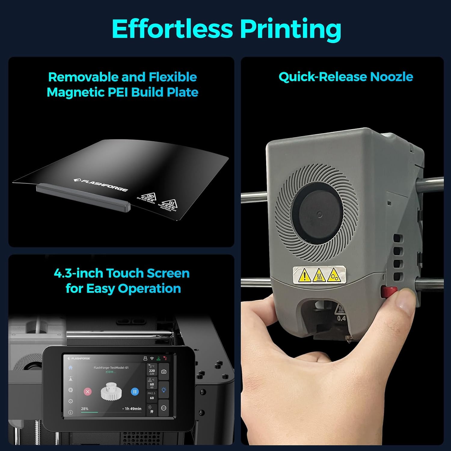 FLASHFORGE Impresora 3D oficial Adventurer 5M nivelación automática, impresora 3D FDM de alta velocidad máxima de 23.622 ins con extrusora directa
