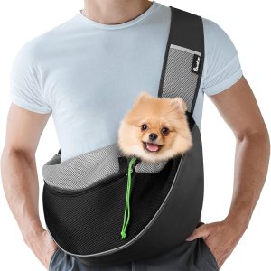 Pawaboo Bolsa transportadora para perros con cordón para mascotas, con cordón para manos libres, con correa ajustable, bolsa de malla transpirable Pawaboo Bolsa transportadora para perros con cordón para mascotas, con cordón para manos libres, con correa ajustable, bolsa de malla transpirable