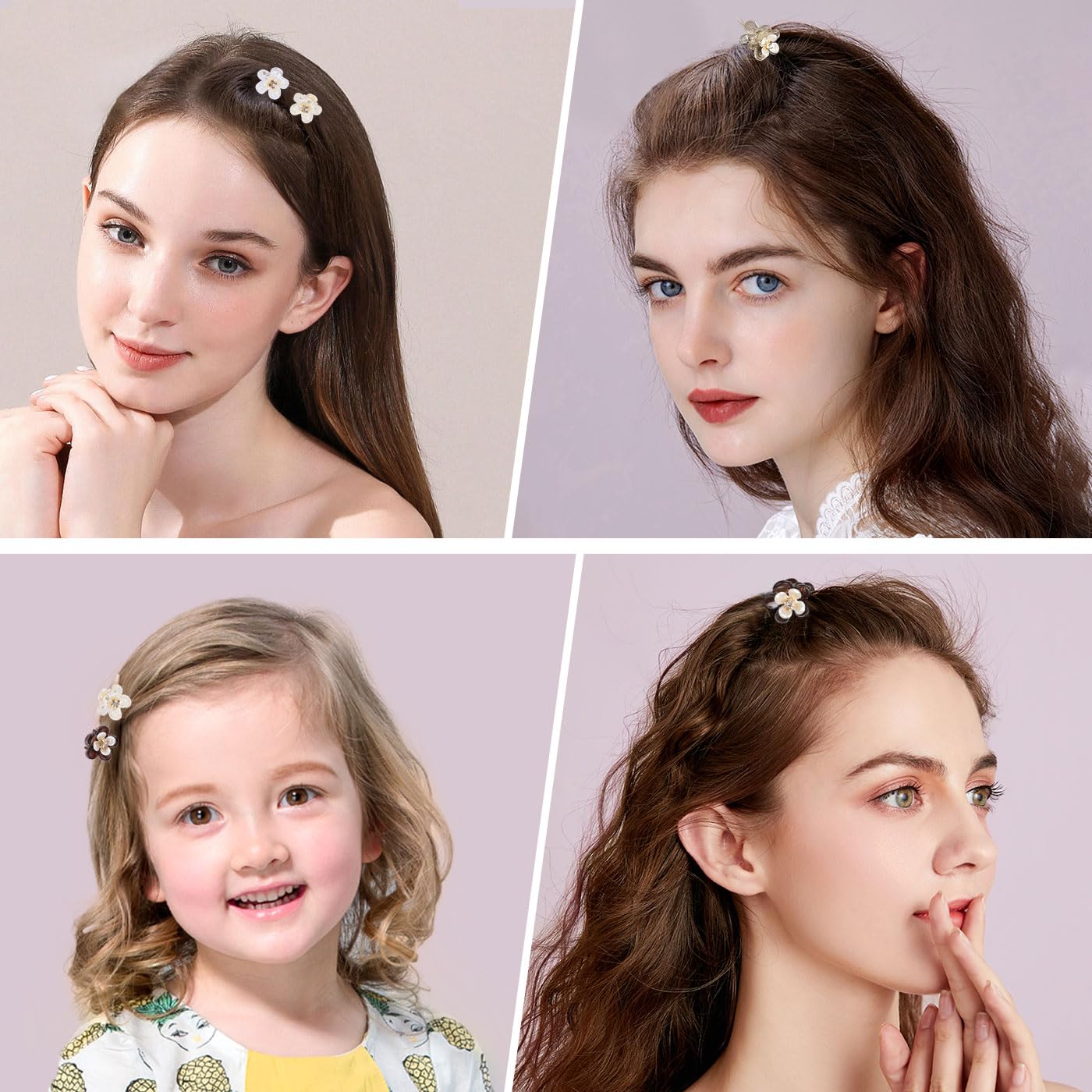 CWJCYTNSN 16 pinzas para el pelo de flores pequeñas para mujeres y niñas, pinzas de plástico de 0.6 pulgadas, bonitas abrazaderas de flores para