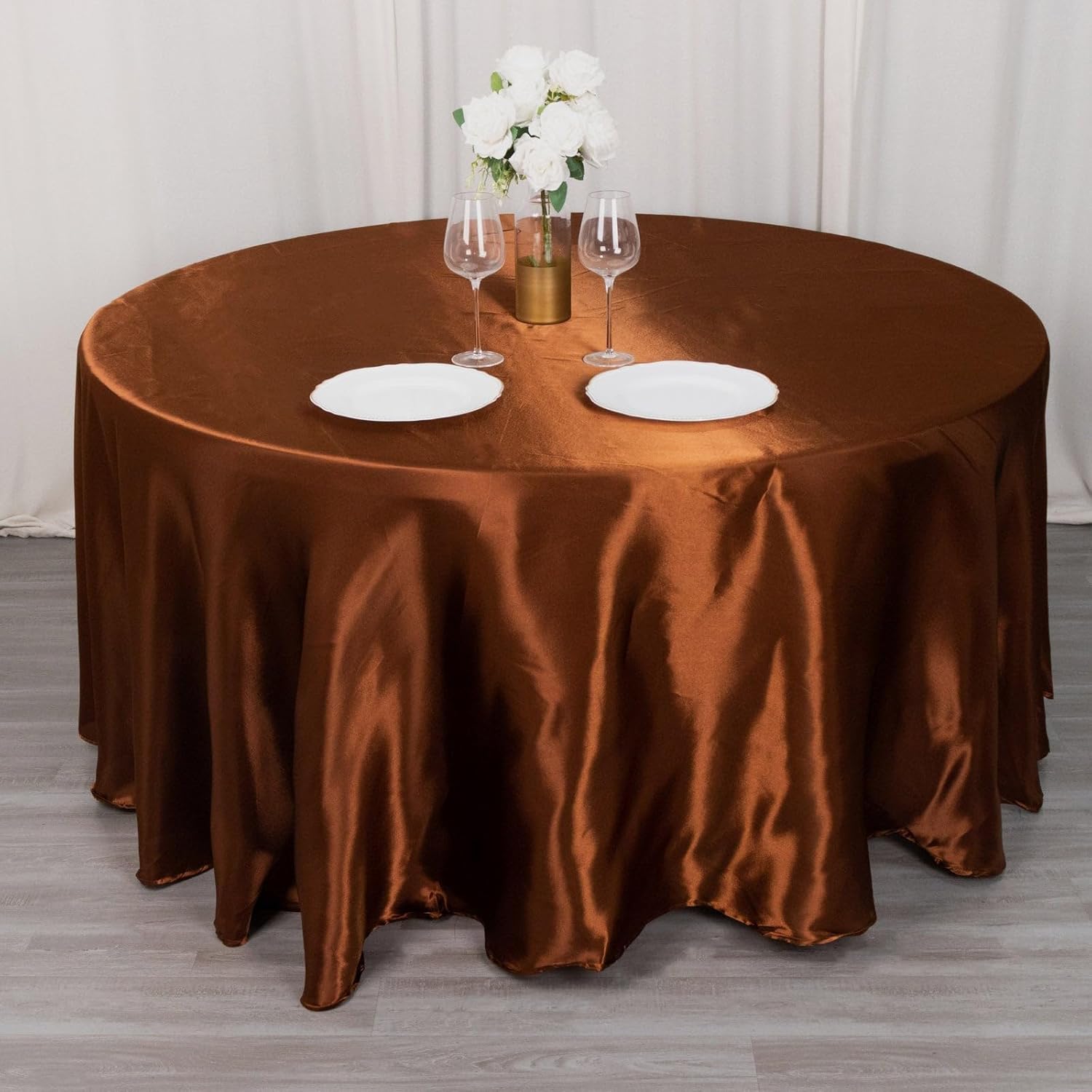 Efavormart – Mantel redondo de satén de 120 pulgadas para cocina, comedor, catering, boda, fiesta de cumpleaños, eventos