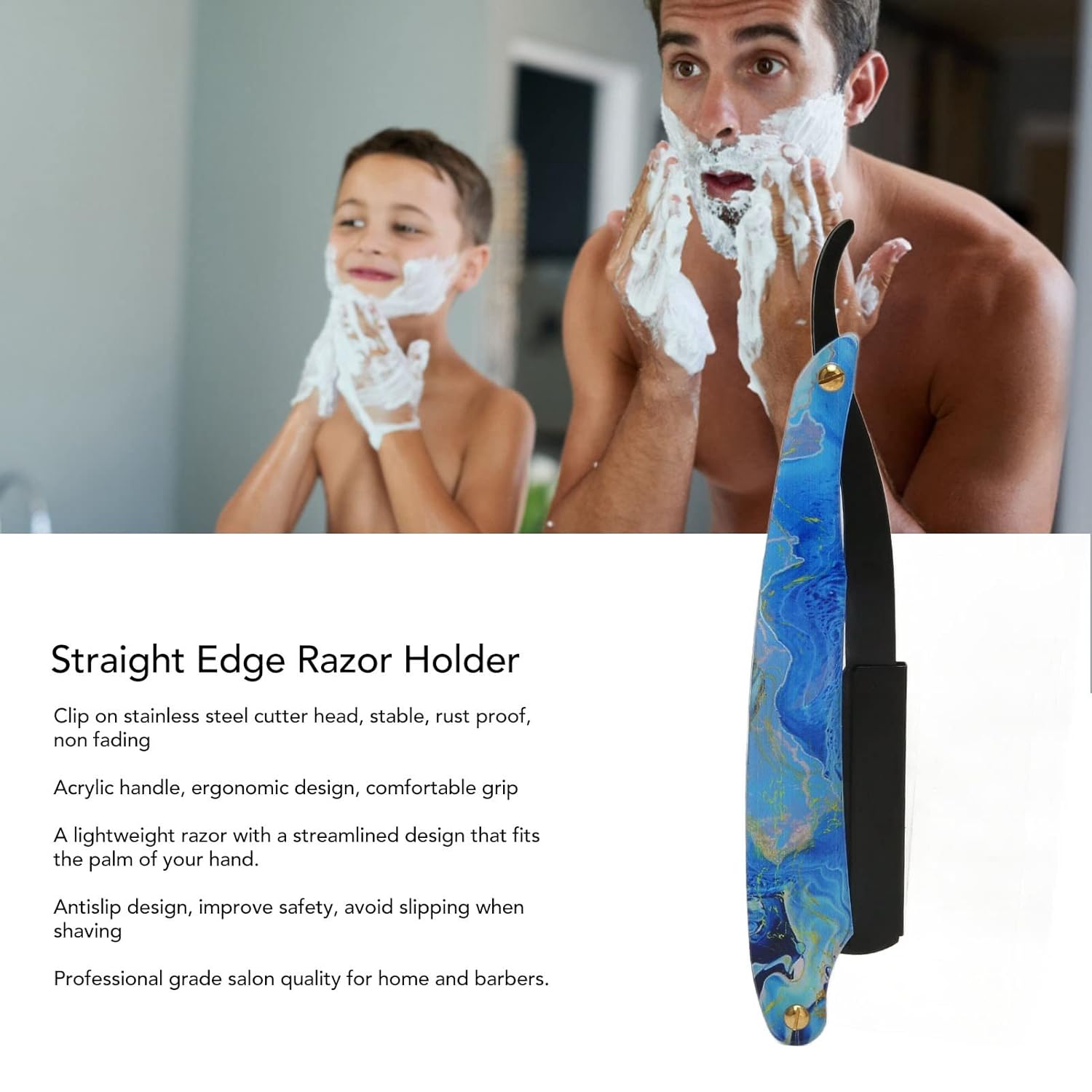 Sonew Barber Straight Edge Razor Holder Acrylic Handle Face Hair Recorte Afeitado Razor Holder Sin Cuchillas