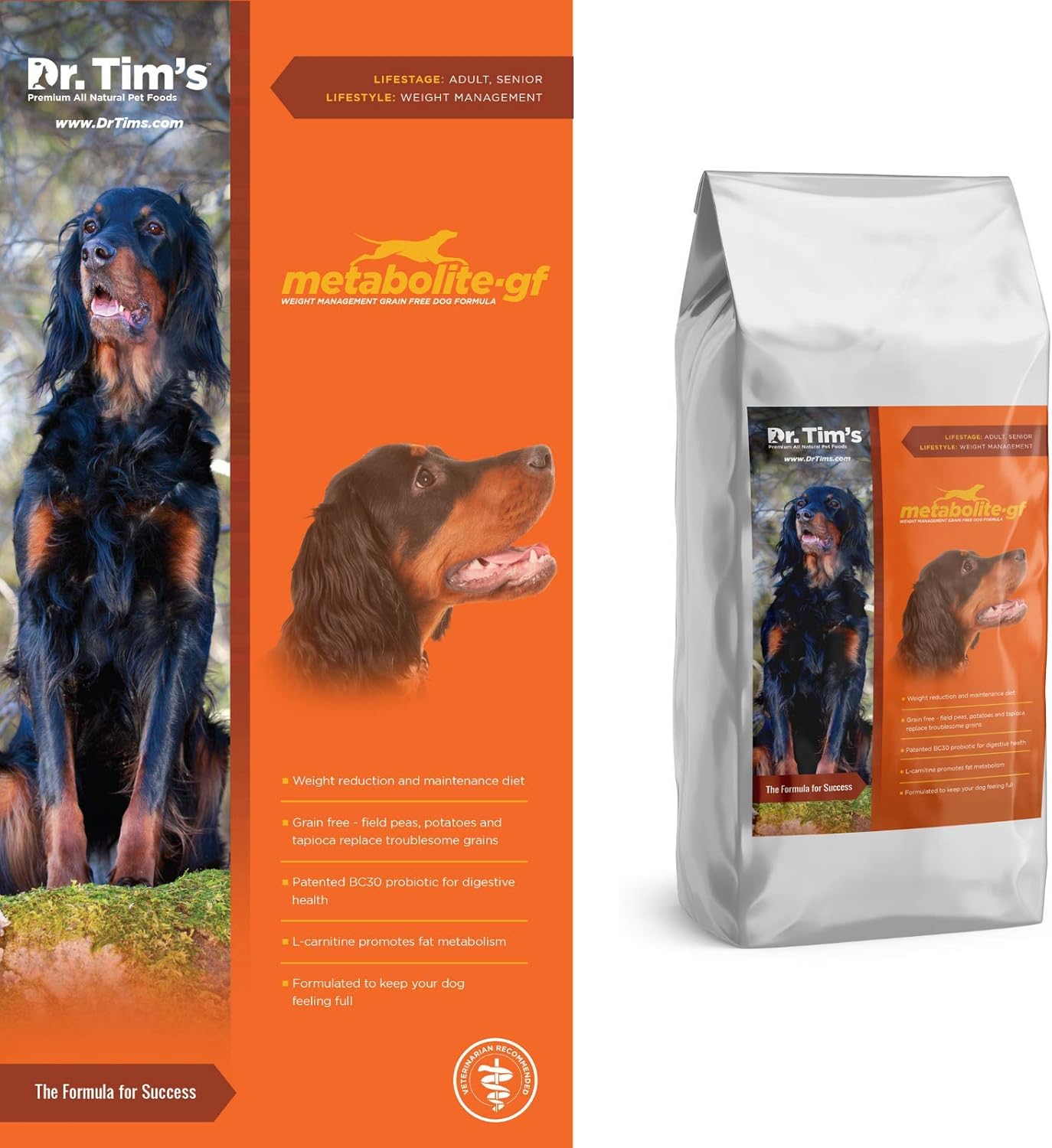 Dr. Tim’s Alimento para perros de alta calidad sin granos, metabolito para control de peso, bolsa de 12 libras