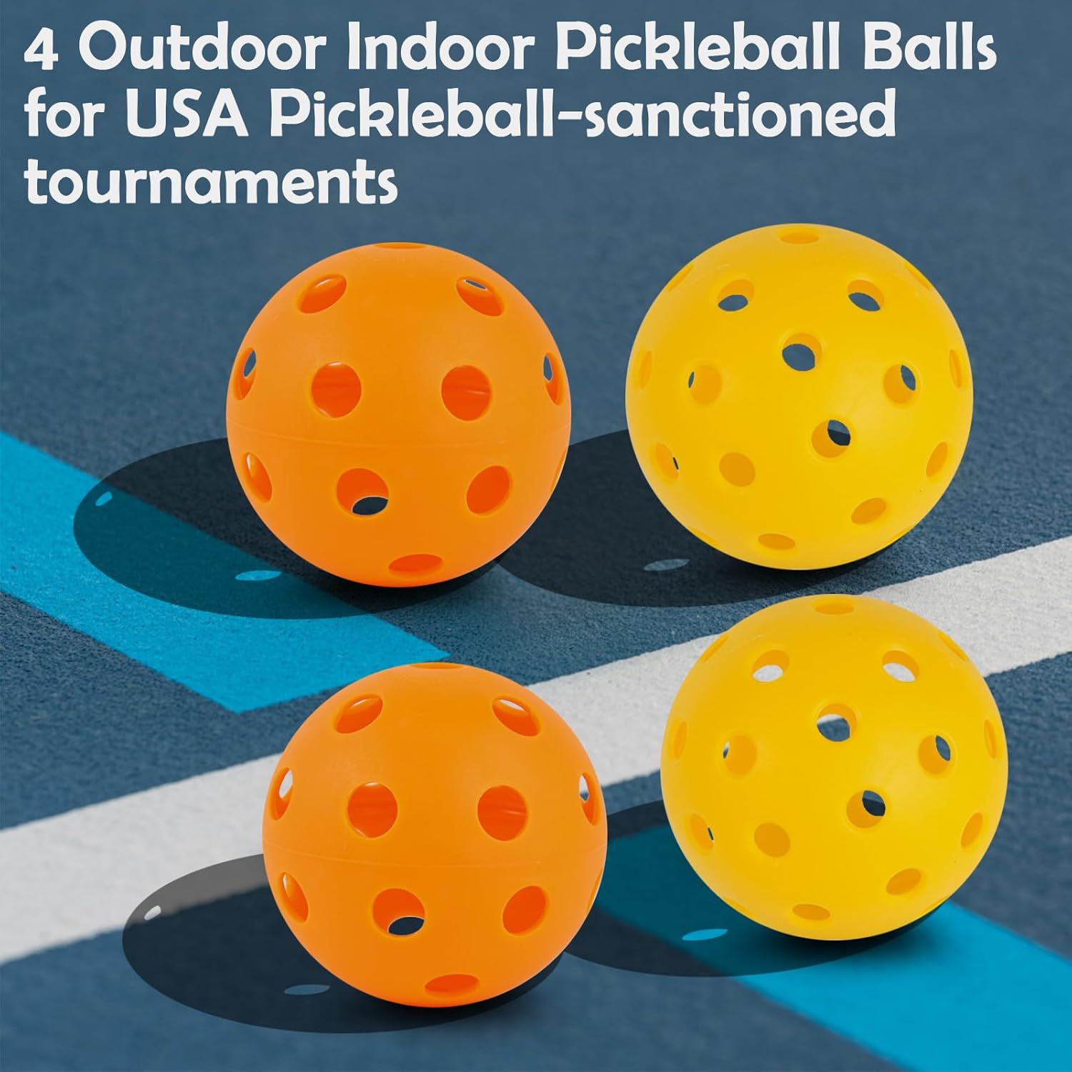 Paletas de pickleball, juego de 2 paletas de pickleball de superficie de fibra de vidrio, 4 bolas de pickleball para interiores y exteriores, 1