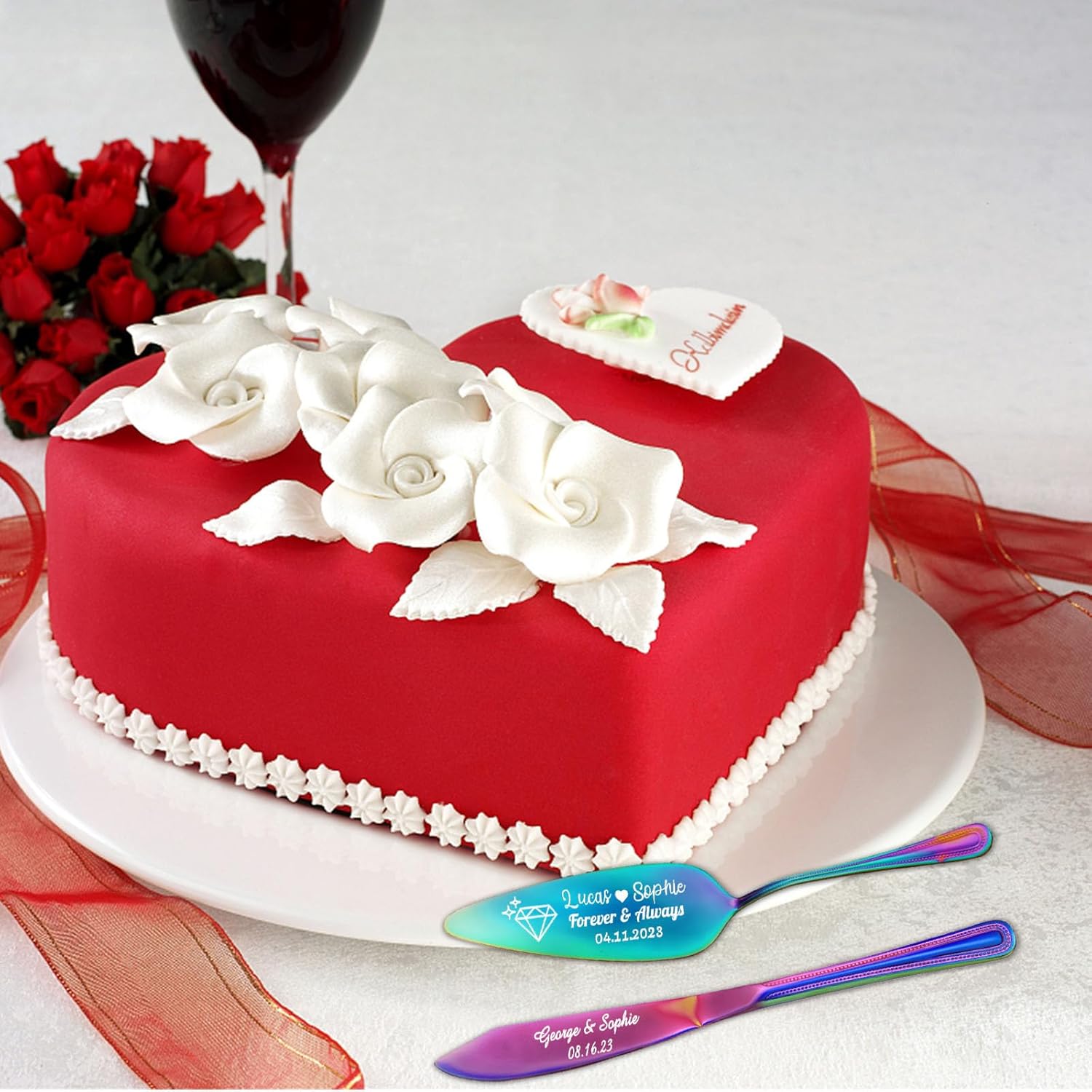 Juego de corte personalizado para tartas de boda, grabado personalizado, cuchillo y servidor para tartas de boda, cortador de pasteles personalizado